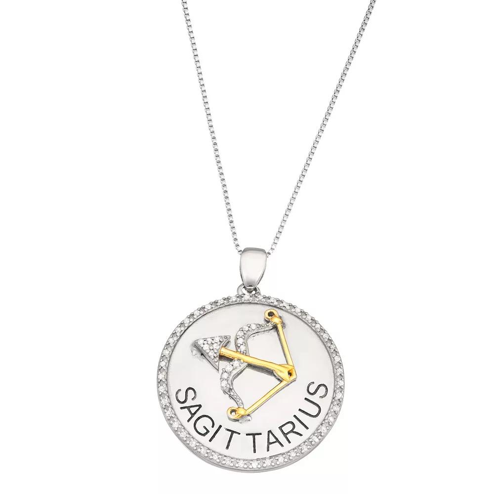 Jewelexcess 1/6 Carat T.W. Diamond Two-Tone Sterling Silver Zodiac Pendant Necklace, Women's,  Product Image