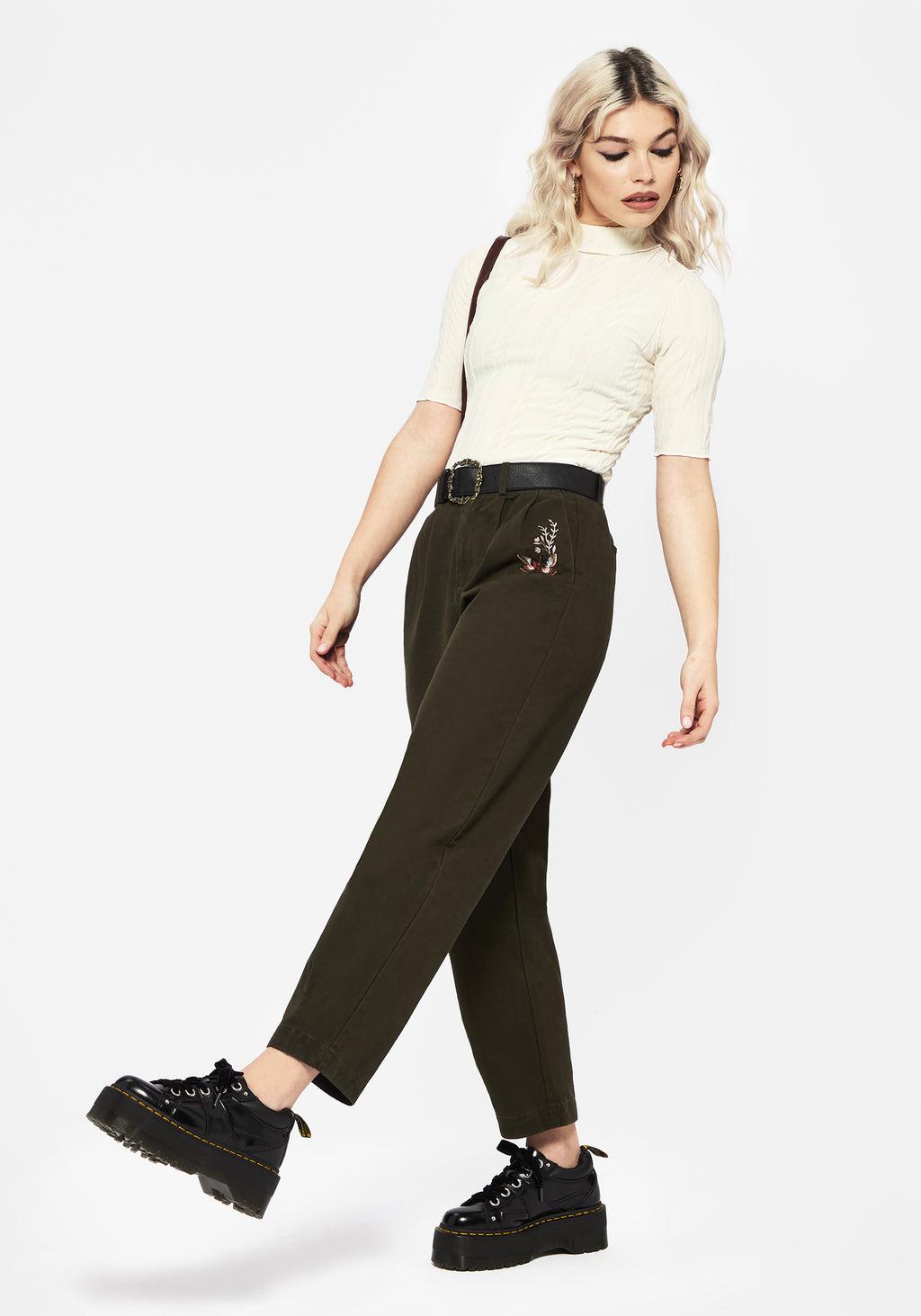 Copia Cotton Embroidered Tapered Tailored Trousers Product Image