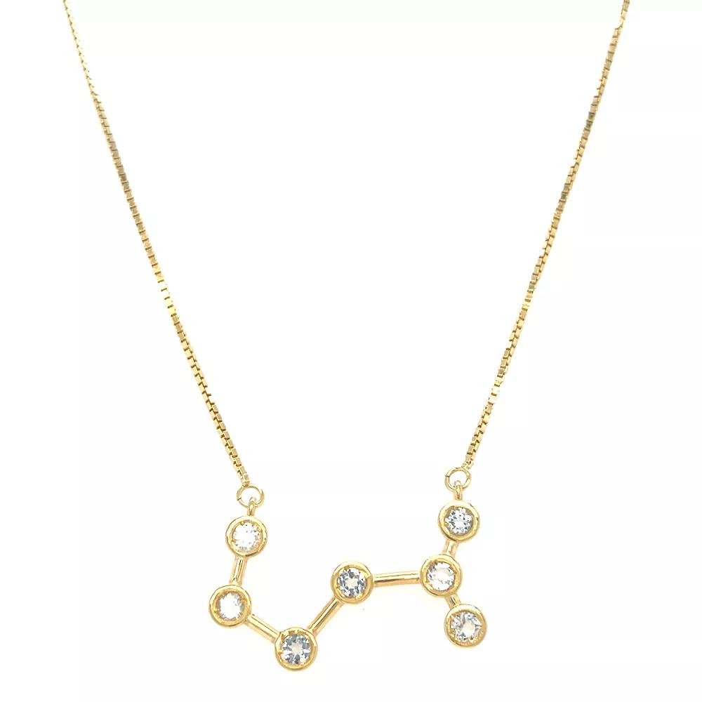 Meshmerise Sterling Silver White Topaz Zodiac Constellation Necklace, Women's, Size: 16-18" ADJ, Gold Tone Scorpio Product Image