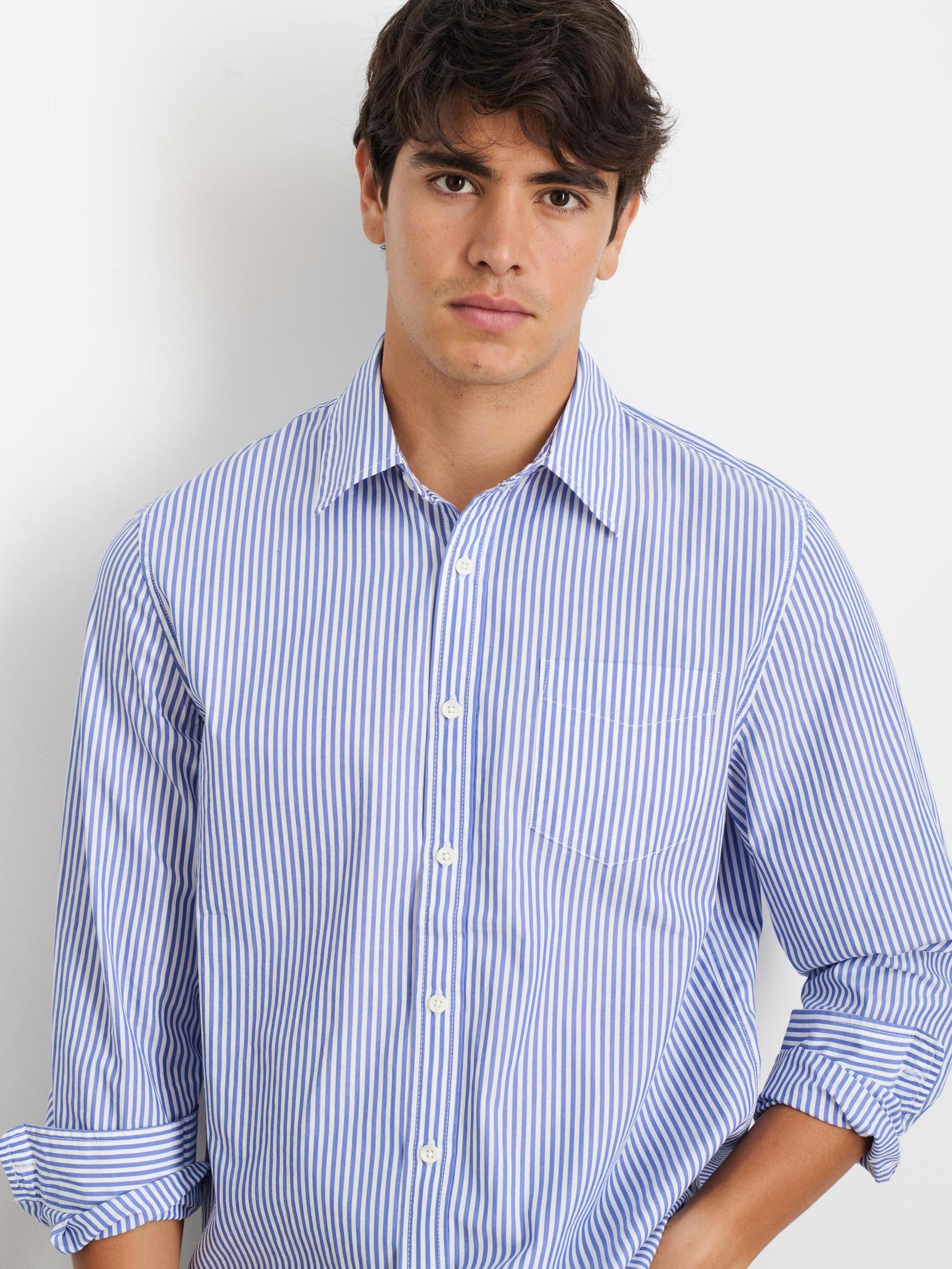 Mill Shirt in Striped Poplin Product Image