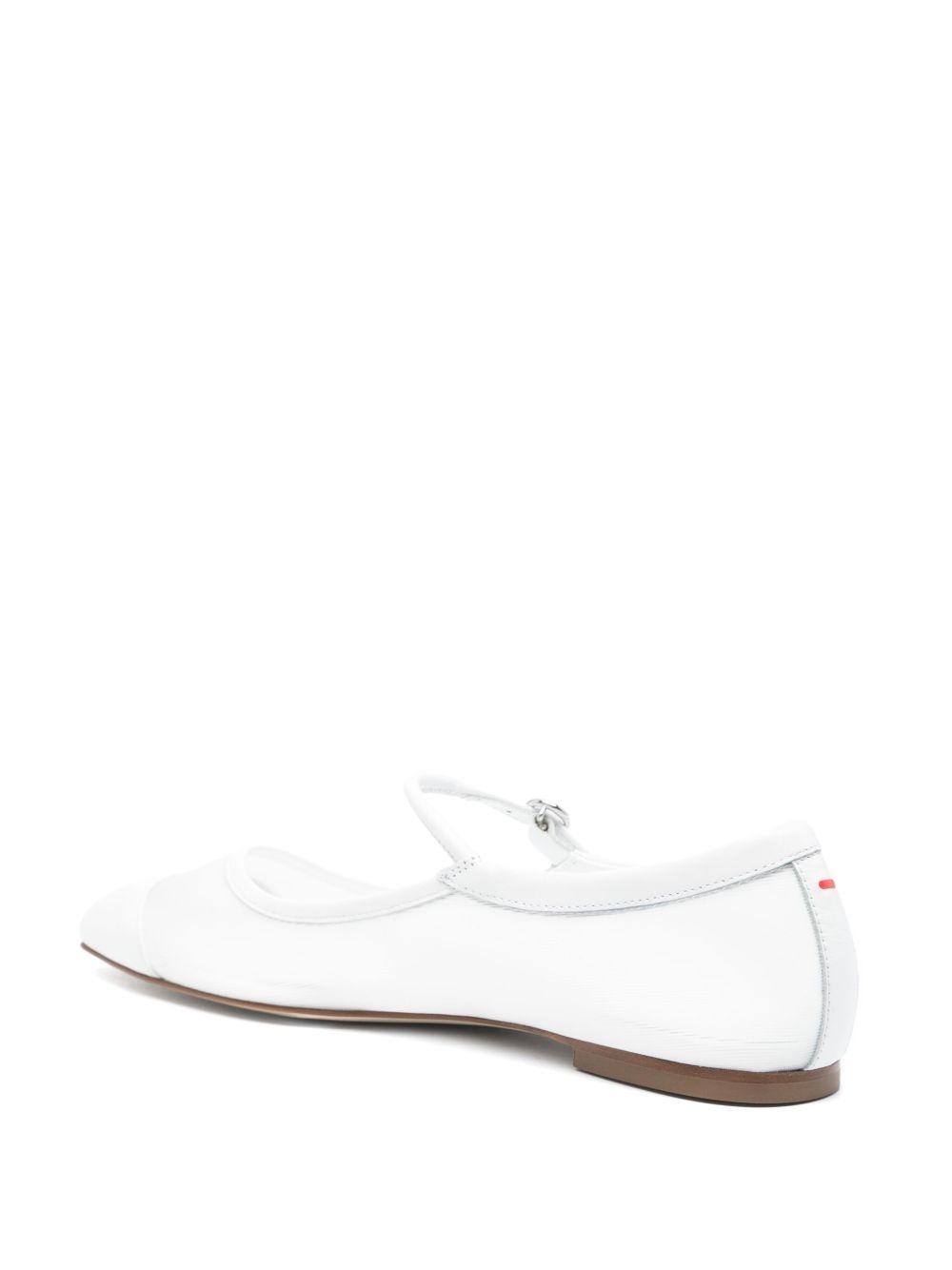 AEYDE Round Toe Ballerina Shoes With Contrast Piping In White Product Image