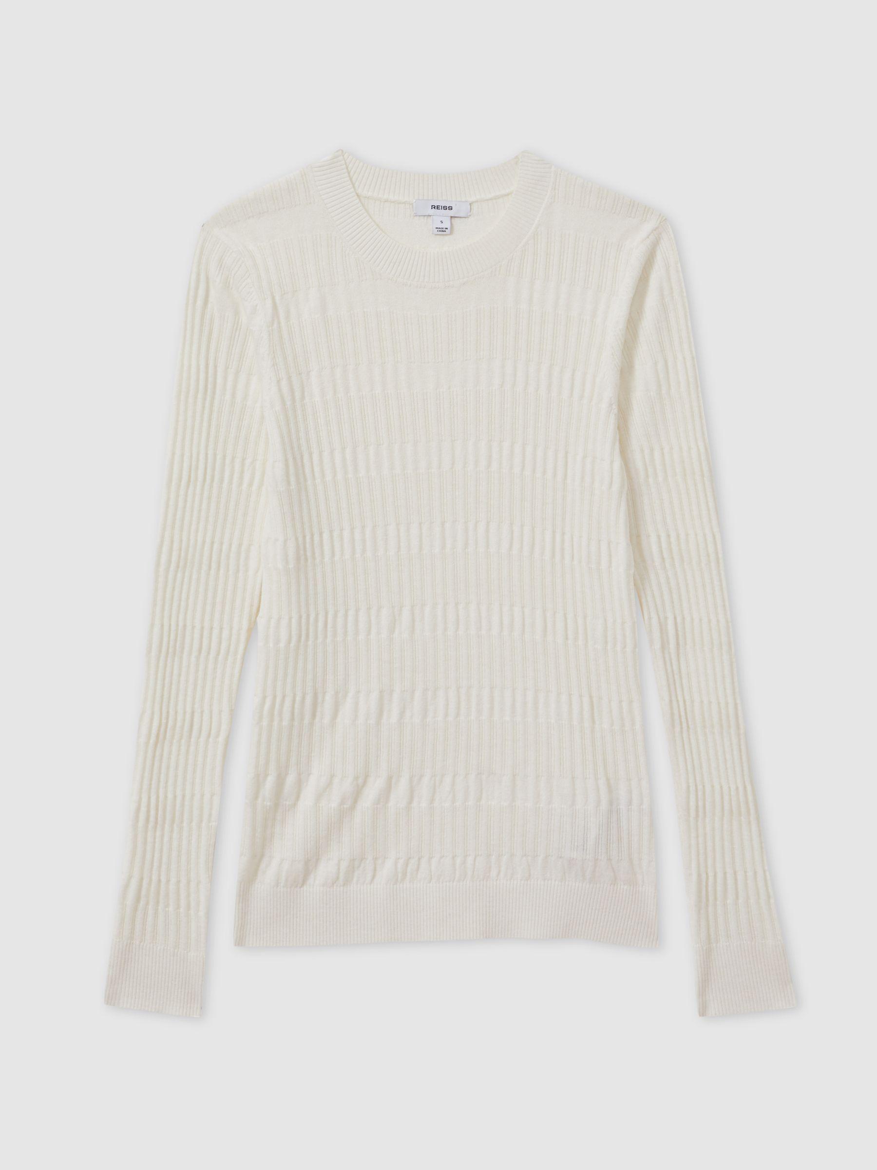 Ribbed Crew Neck Top in Ivory Product Image