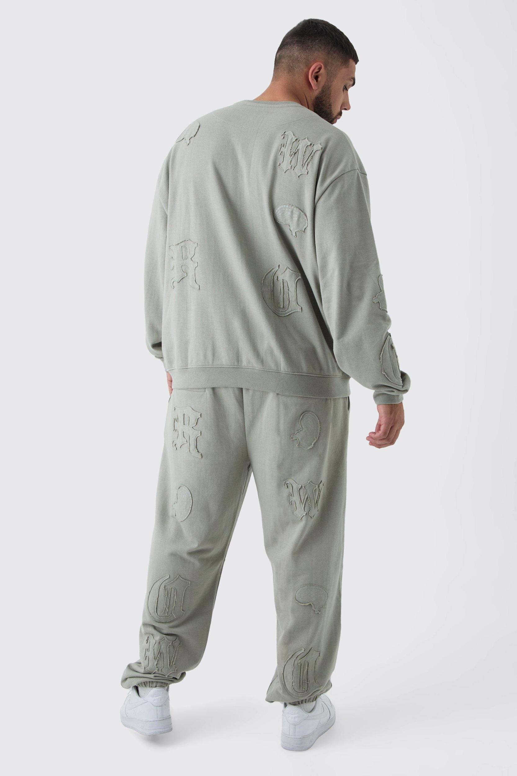 Plus Oversized Applique Sweatpants | boohooMAN USA Product Image