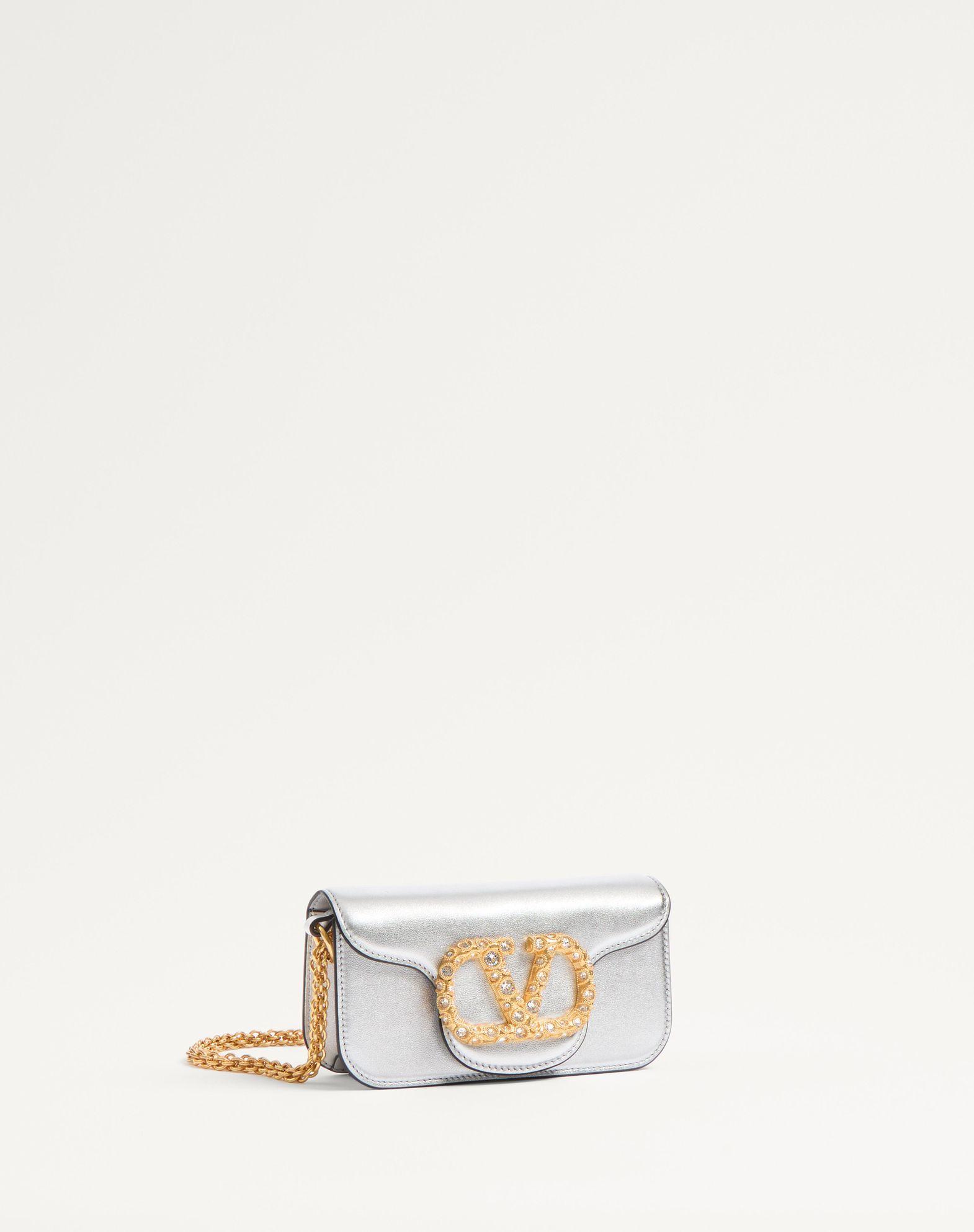 Valentino Garavani Locò Small Shoulder Bag In Laminated Calfskin With Jewel Logo Product Image