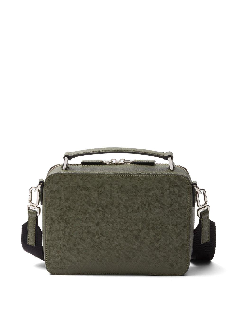 Saffiano medium enamel triangle logo two-way bag Product Image