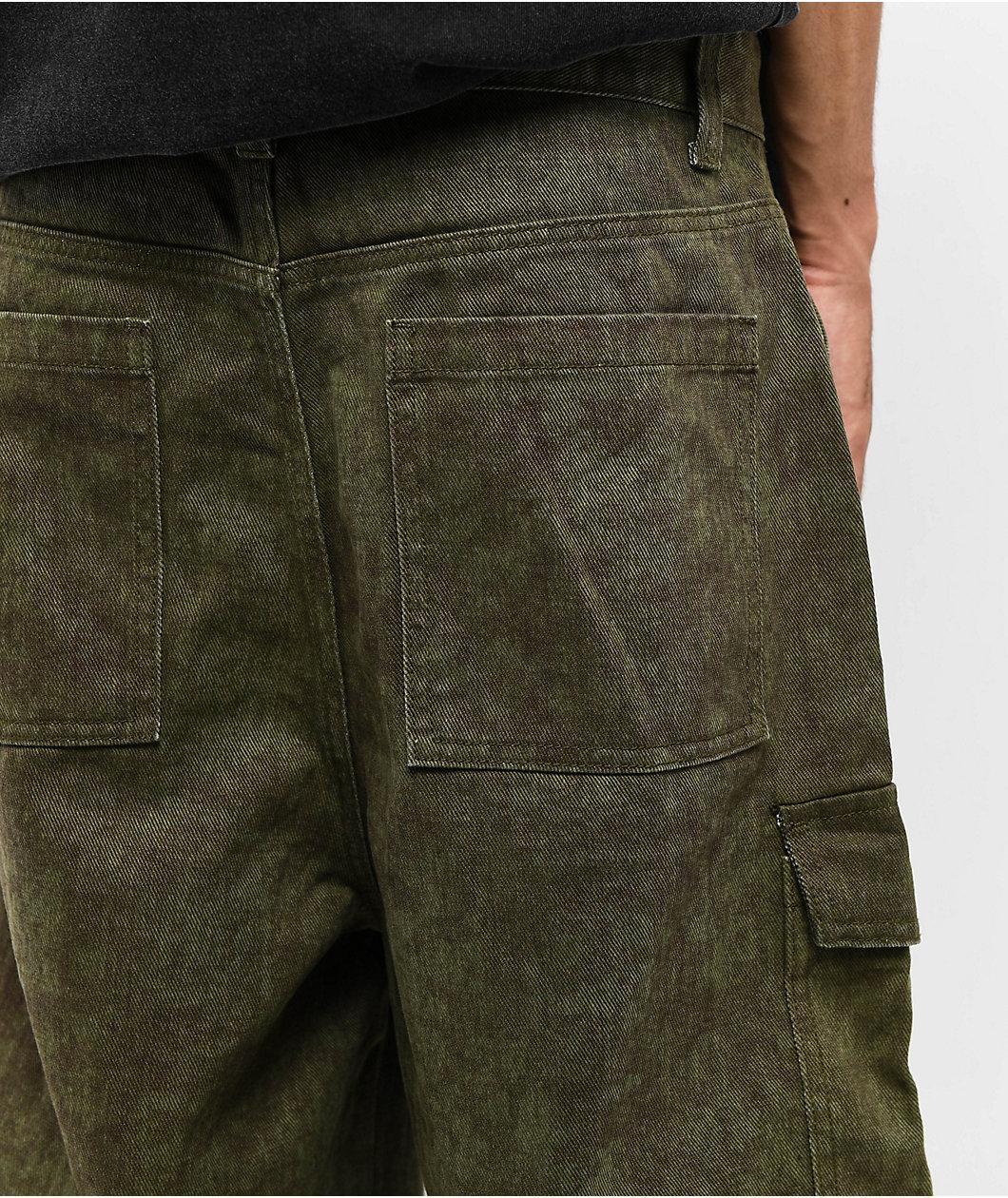American Stitch Baggy Green Wash Cargo Denim Shorts Product Image