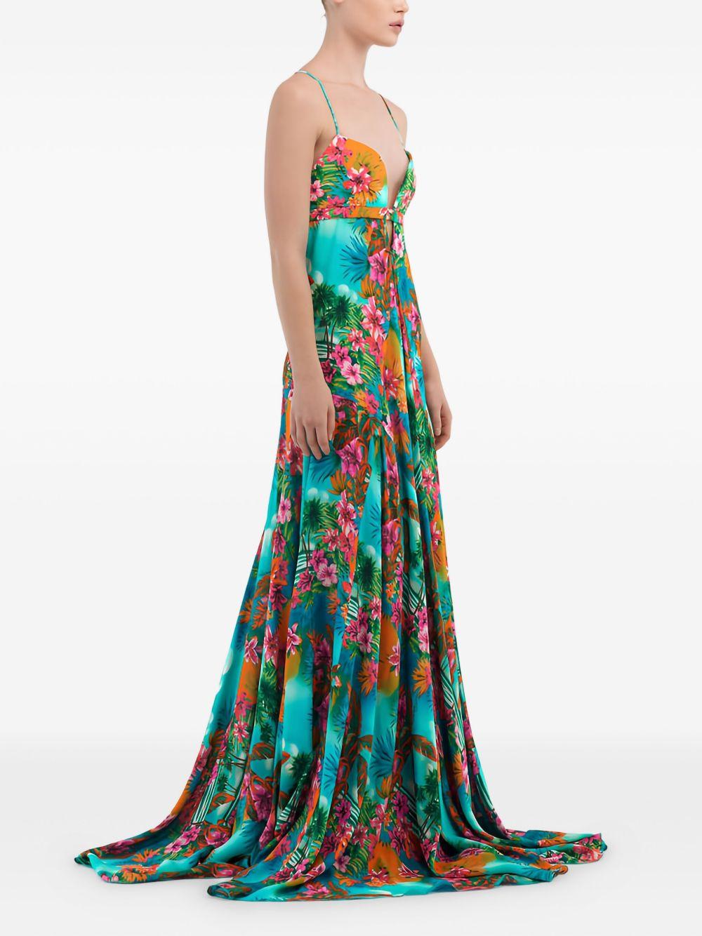 sleeveless floral-print maxi dress Product Image