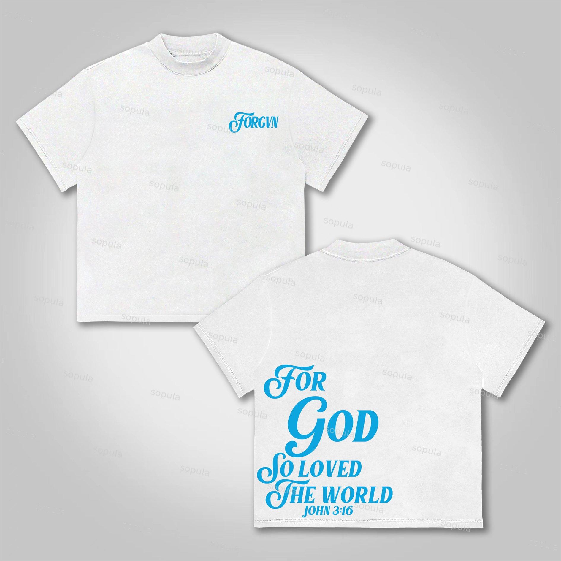 Sopula For God So Loved The World Print Cotton T-Shirt Product Image