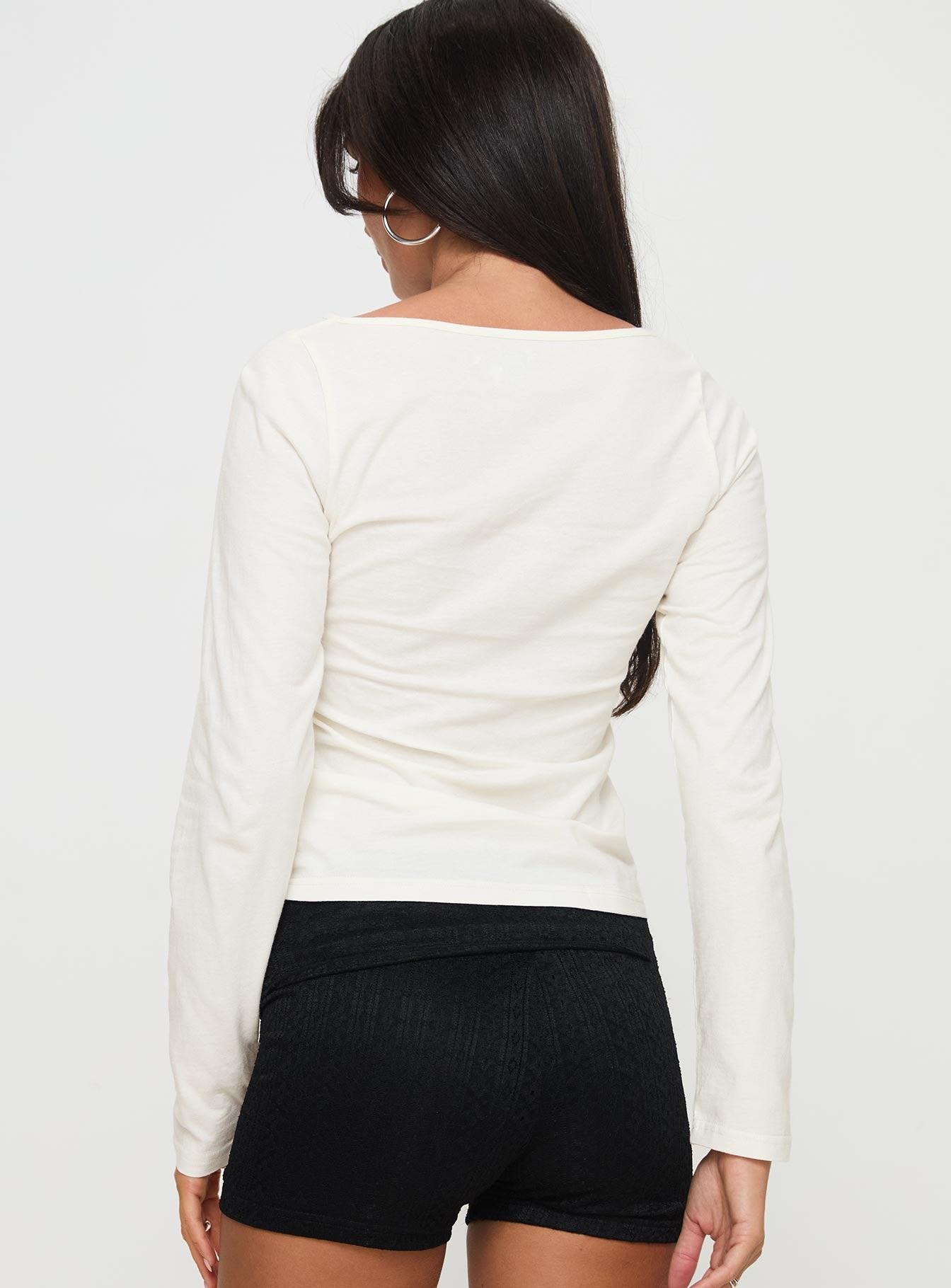 Martini Bow Long Sleeve Top Cream Product Image