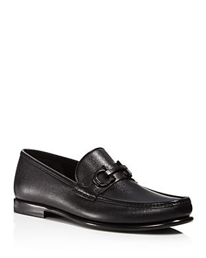 Ferragamo Mens Gancini Crown Bit Leather Loafers Product Image