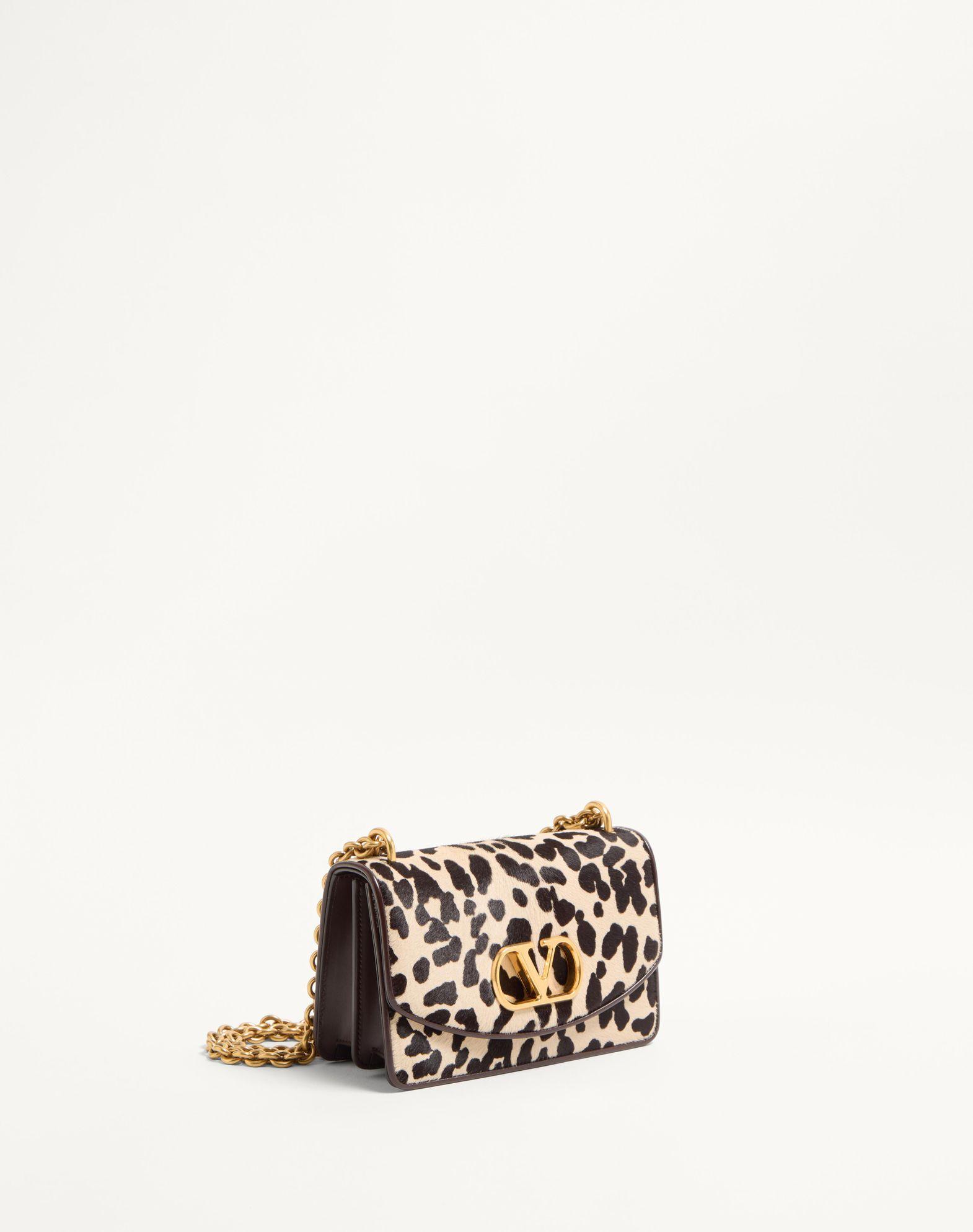 Valentino Garavani Vain Small Shoulder Bag In Pony Effect Calfskin With Animalier Print Product Image