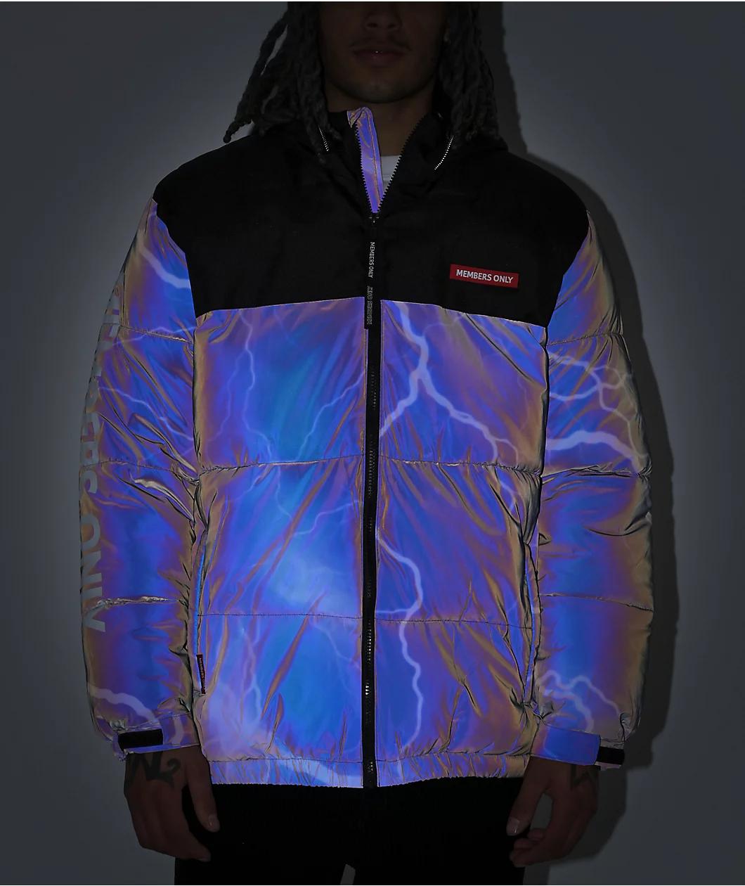 Members Only Lightning Blue Hooded Puffer Jacket Product Image