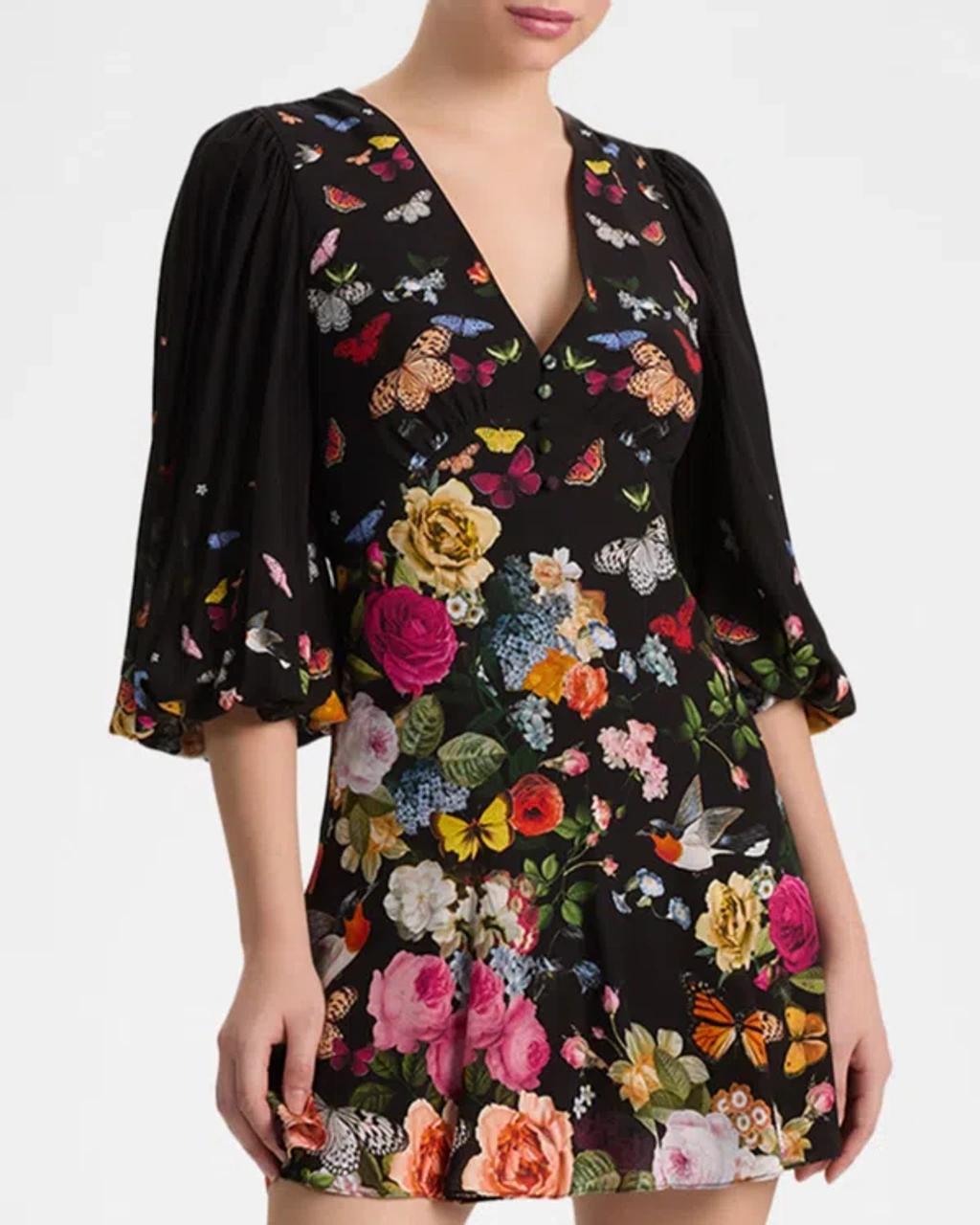 ALICE AND OLIVIA Irene Mini Dress Solar Strength Black In Multi Product Image