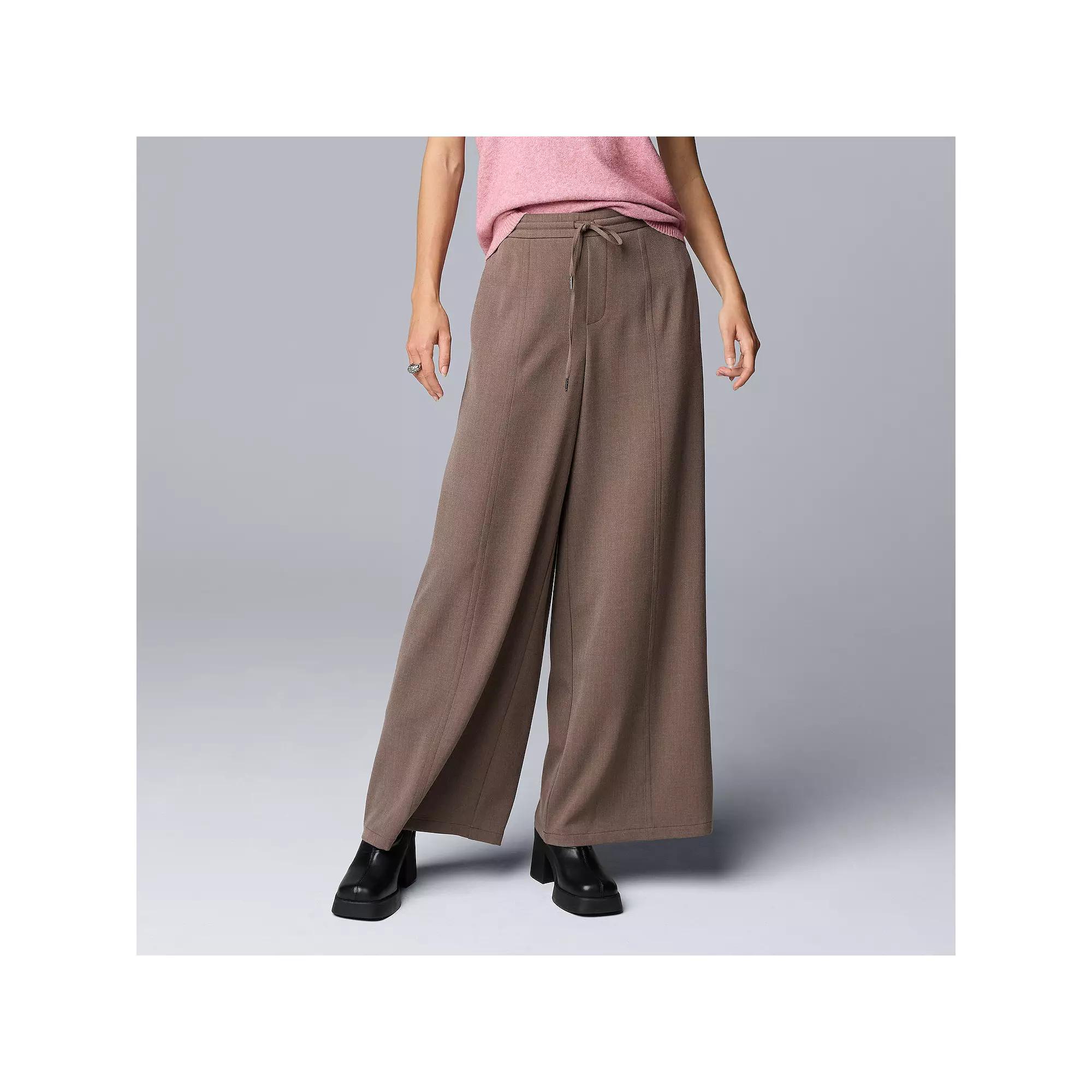 Petite Simply Vera Vera Wang Wide Leg Linen Pants, Women's,  Product Image