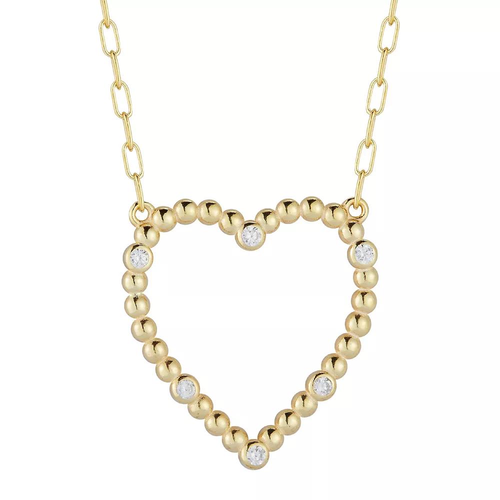 Sunkissed Sterling Cubic Zirconia Open Heart Necklace, Women's, Gold Tone Product Image