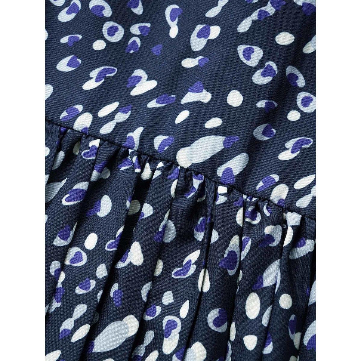 Plus Size Allover Print Pleated Hanky Hem Dress DarkBlue Women At the Office Pleated Shirt collar Short sleeve Curvy BloomChic 28/5X Product Image
