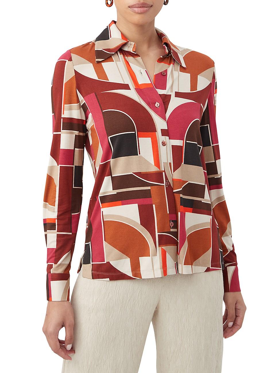 Womens Radio City Geometric Jersey Long-Sleeve Shirt Product Image