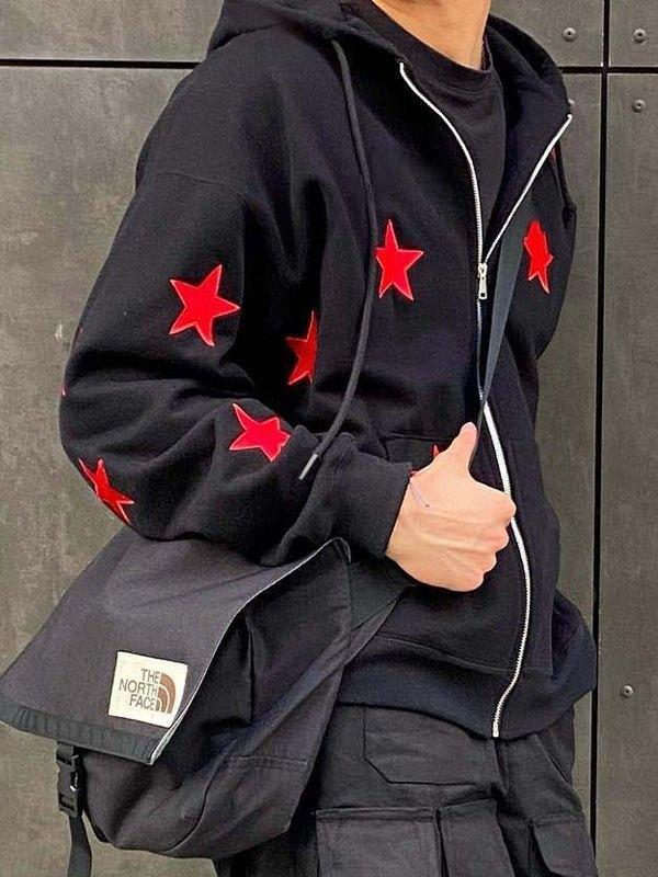 Men's Patch Star Zip Up Hoodie Product Image