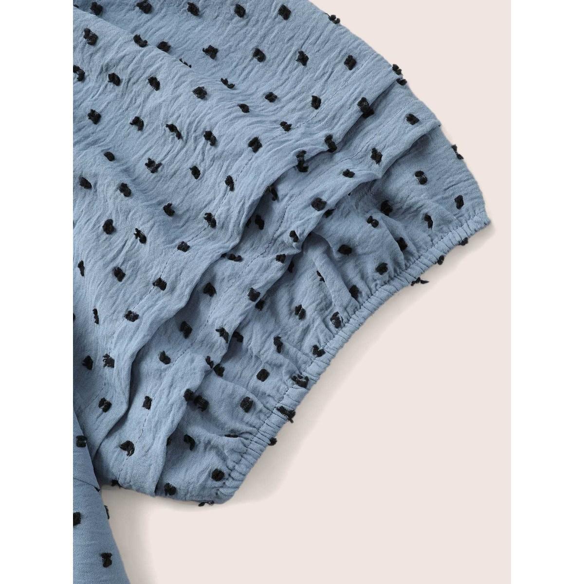 Plus Size Stone Textured Polka Dot Blouse Women Elegant Short sleeve Round Neck Everyday Blouses BloomChic 18-20/2X Product Image