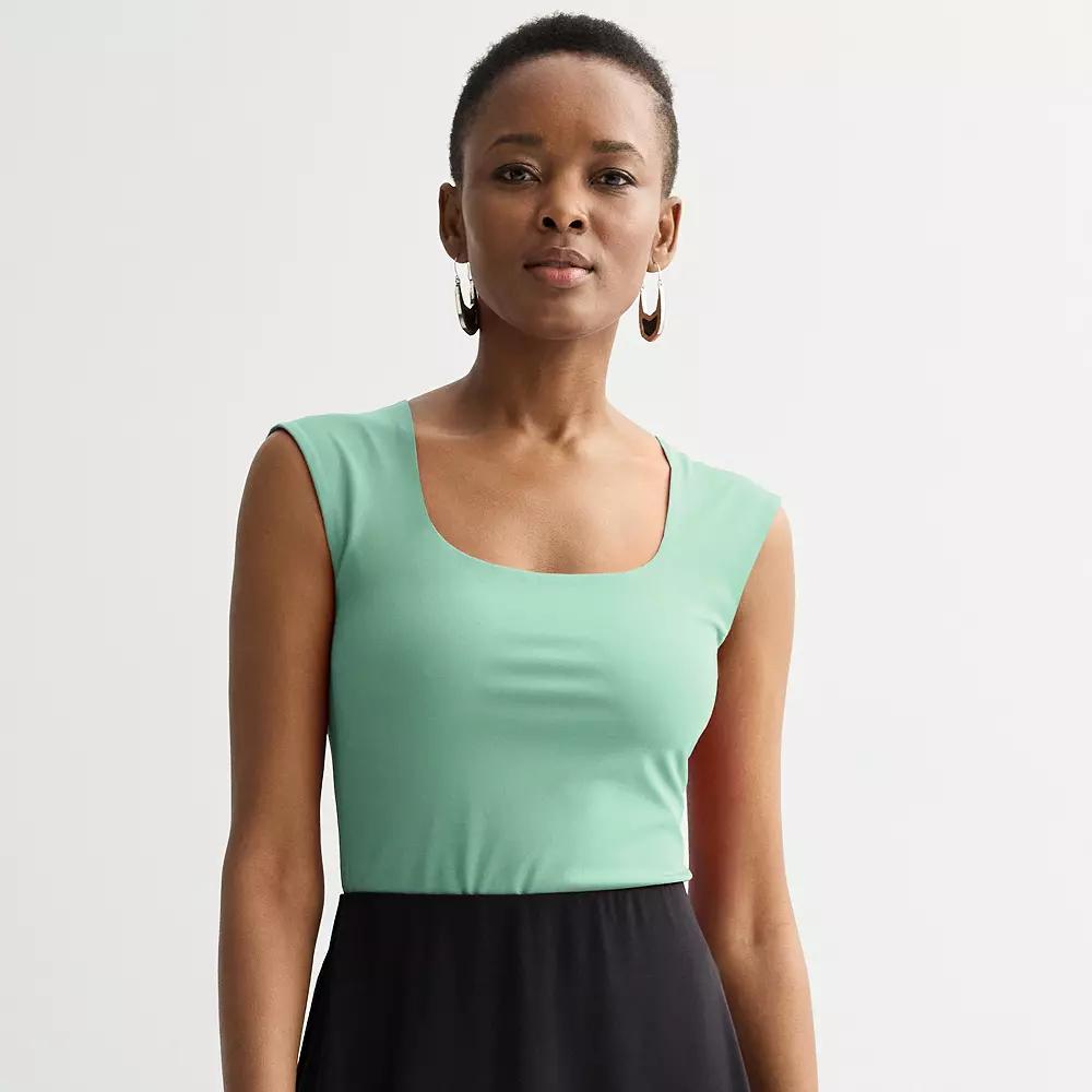 Women's Nine West Sculpt Square Neck Cap Sleeve Bodysuit, Size: XXL, Hanover Blue Product Image