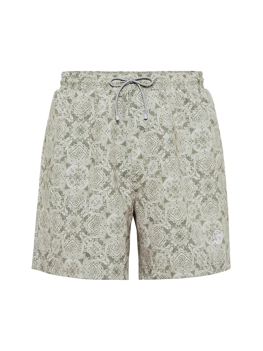 Mens Paisley Nylon Swim Shorts Product Image