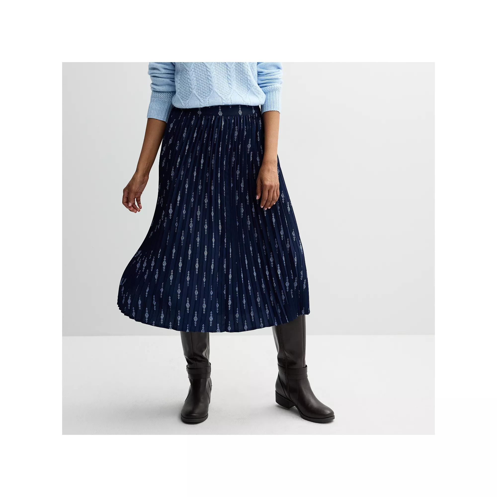 Petite Croft & Barrow® Pleated Midi Skirt, Women's,  Product Image