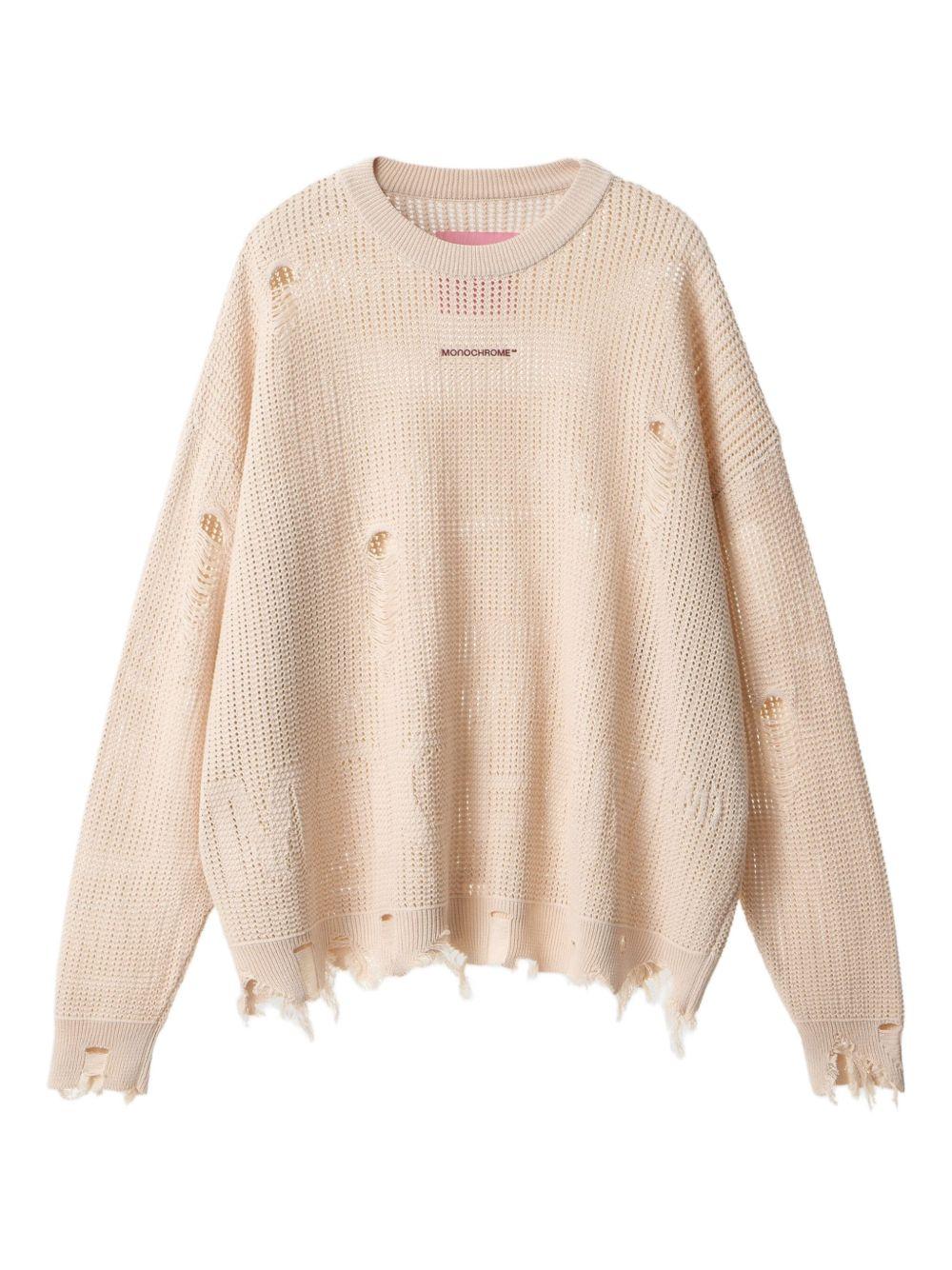 distressed round-neck sweater Product Image