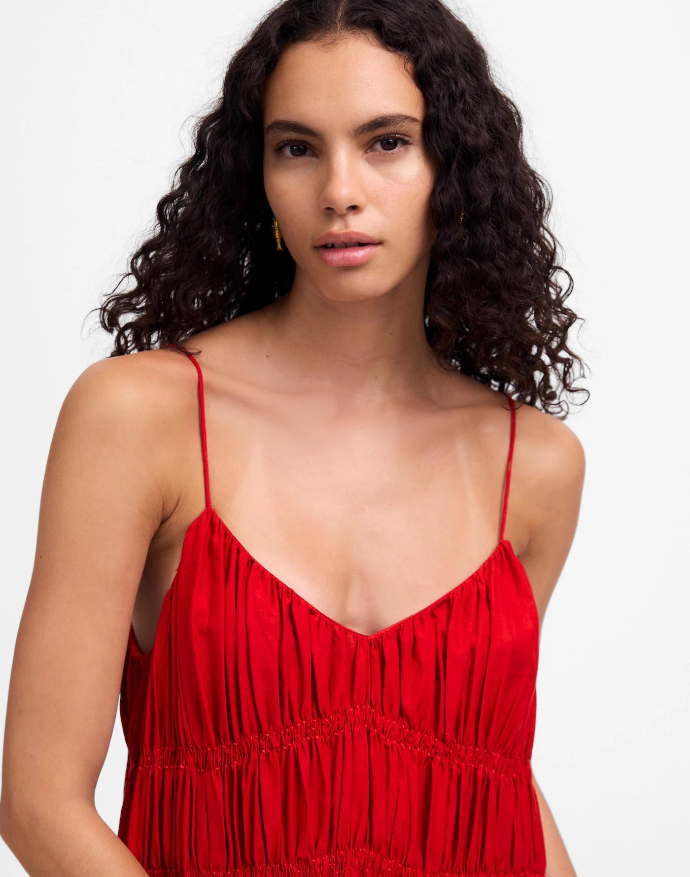 Textured V-Neck Midi Dress Product Image