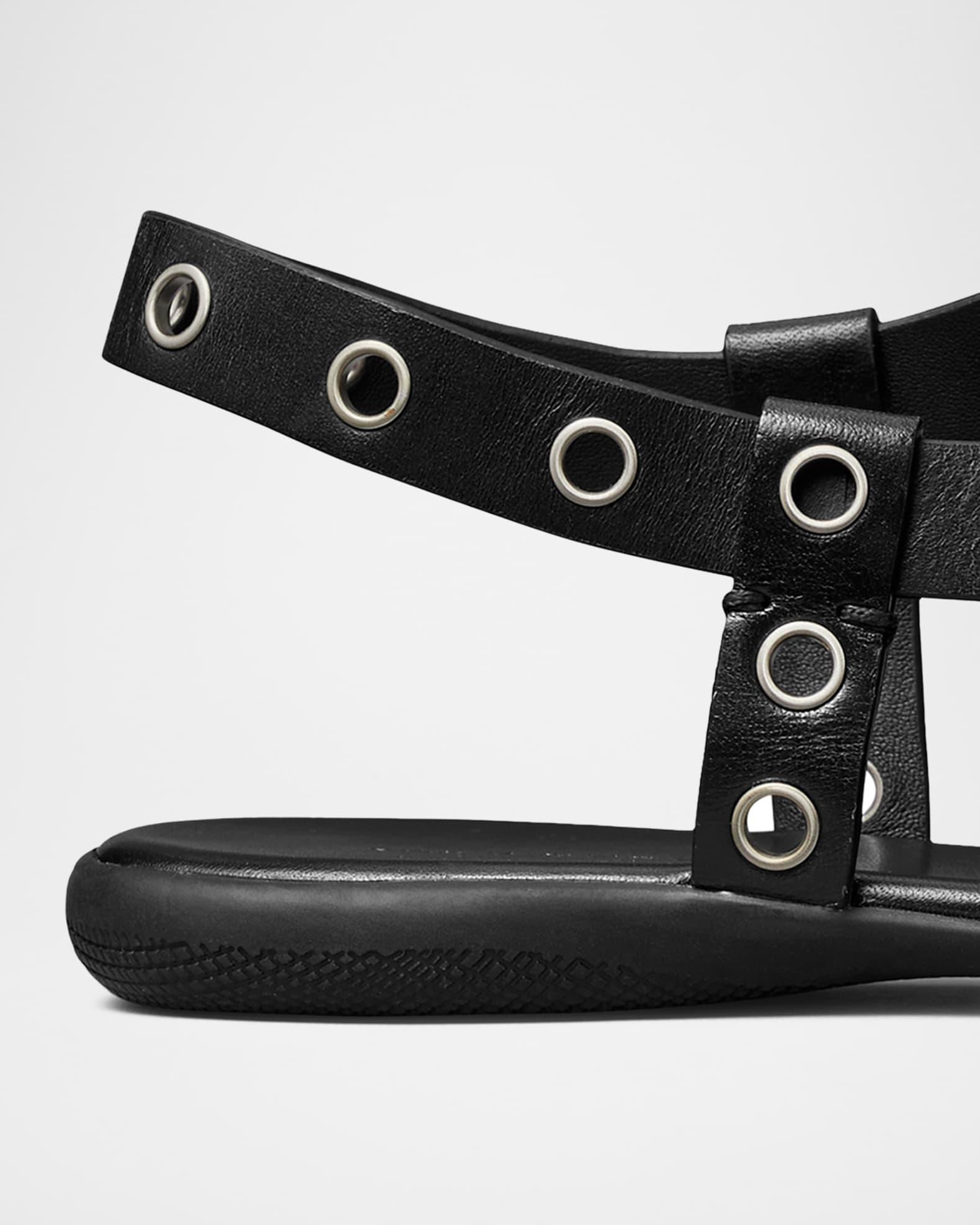 Leather Grommet Toe Ring Sandals Product Image