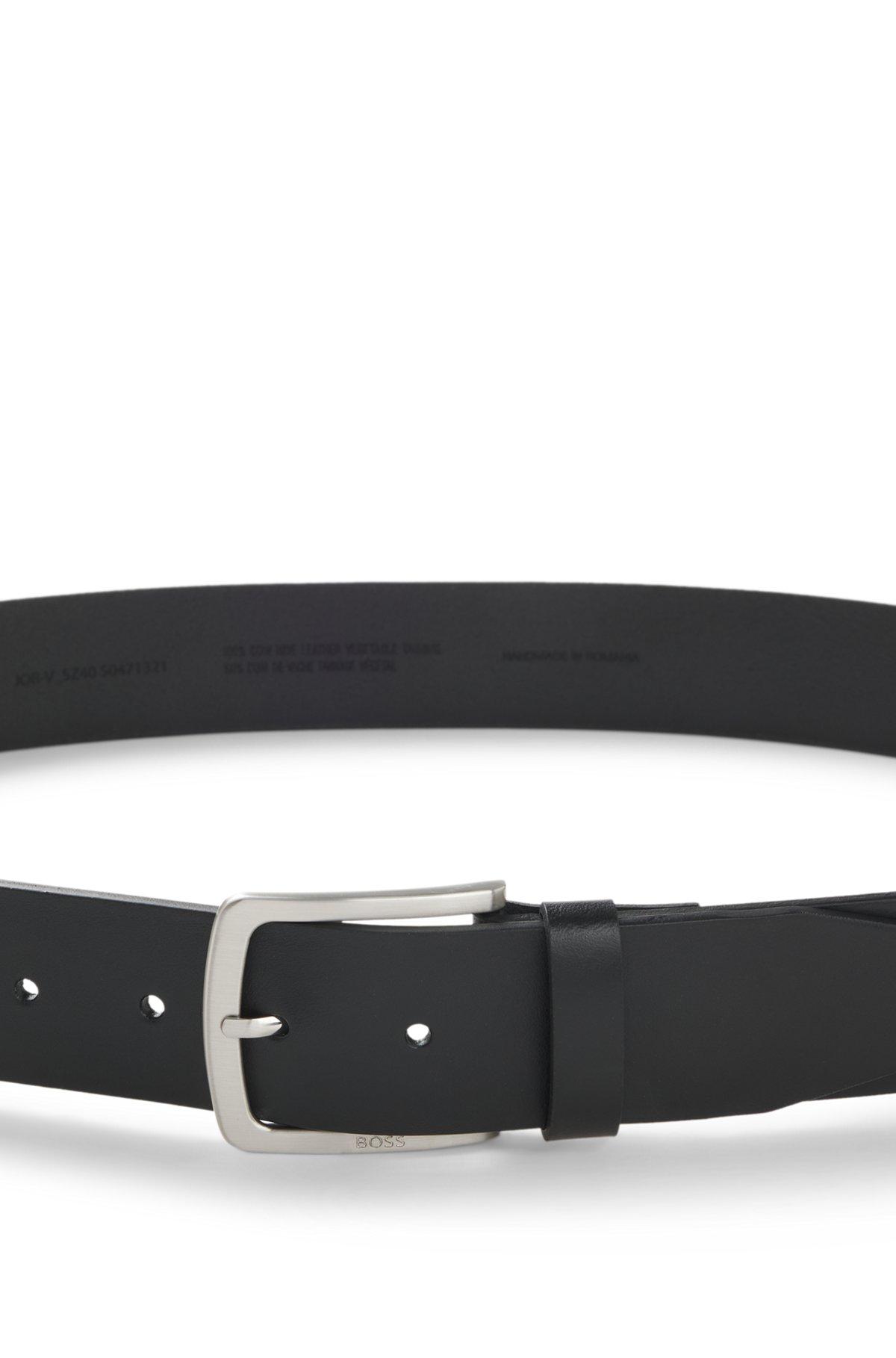 Italian-leather belt with logo-engraved buckle Product Image