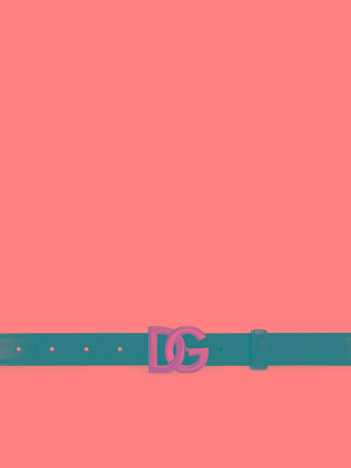 DOLCE & GABBANA Dg Logo Calf Leather Belt In Black Product Image