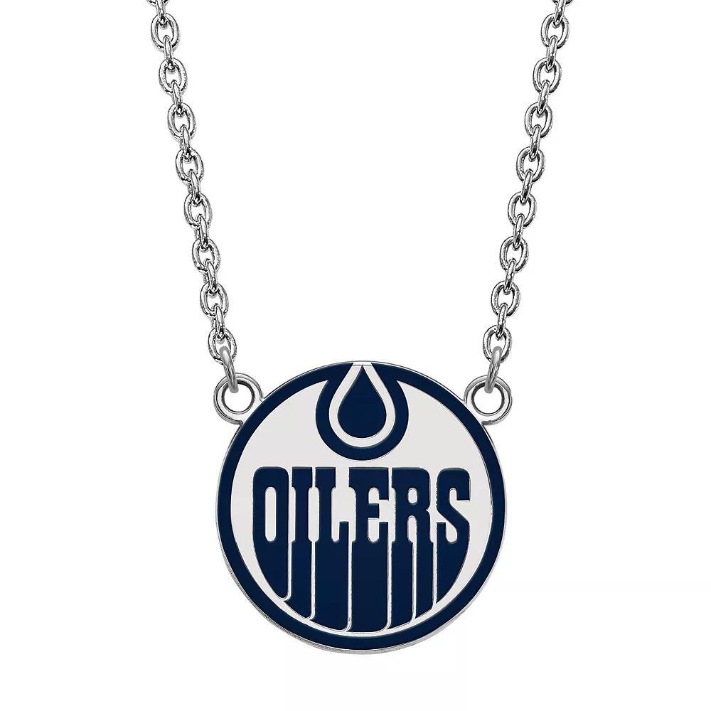 LogoArt Sterling Silver Edmonton Oilers Large Enameled Pendant Necklace, Women's, Size: 18" Product Image