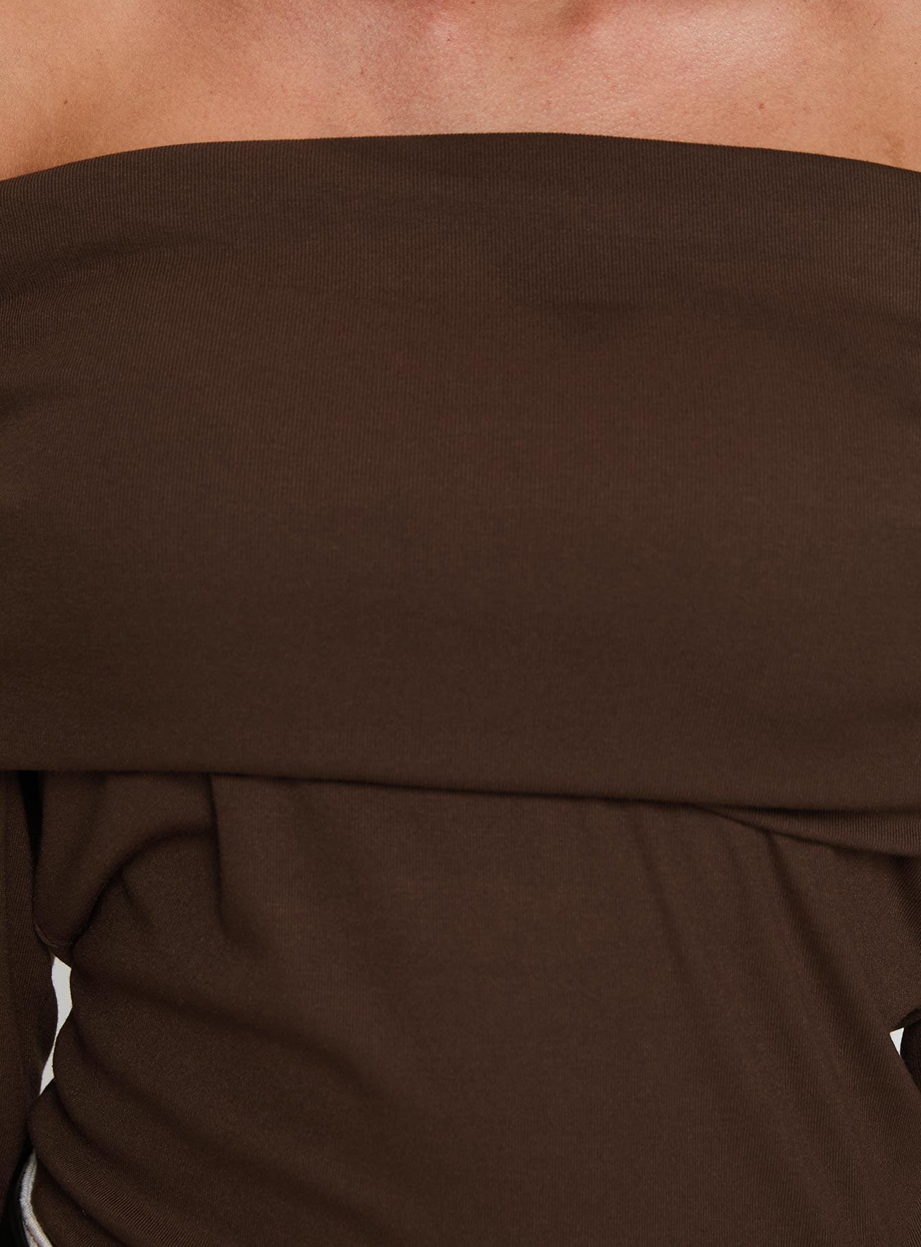 Spoilt Off The Shoulder Bodysuit Brown Product Image