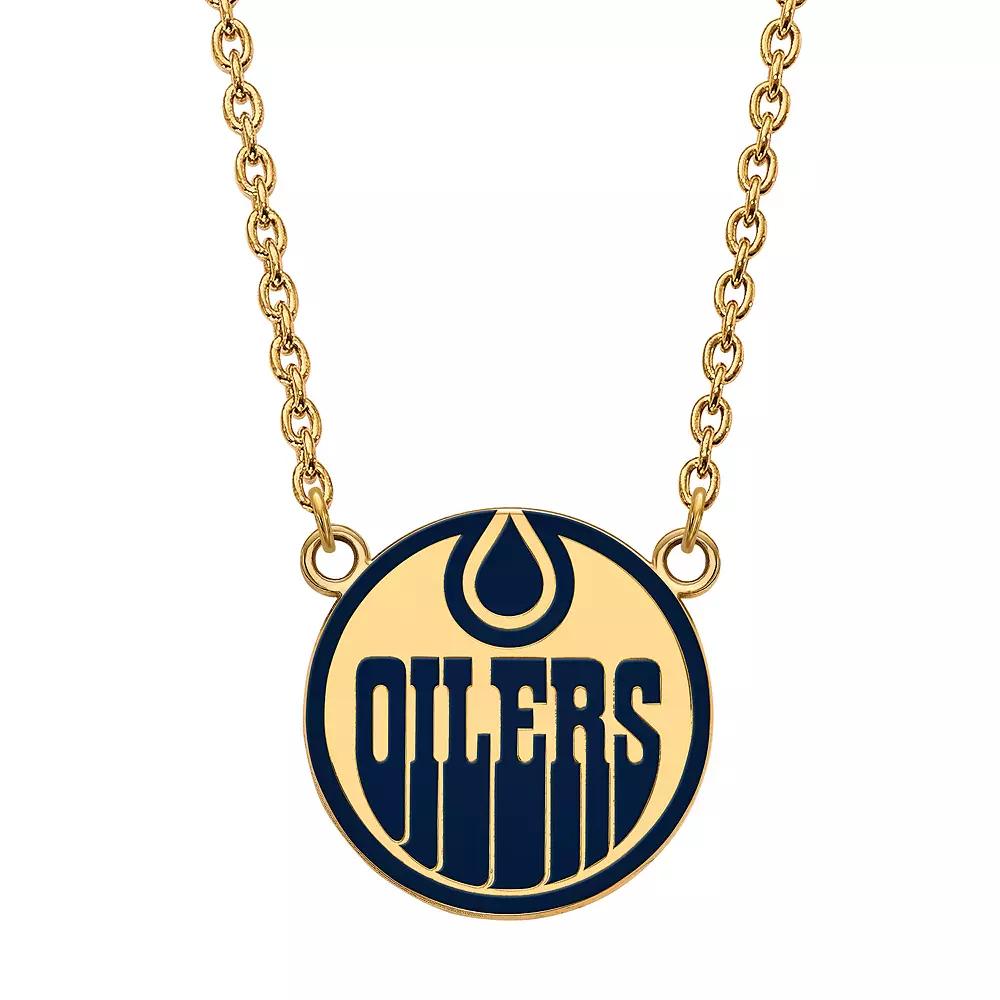 LogoArt Sterling Silver Edmonton Oilers Large Enameled Pendant Necklace, Women's, Size: 18" Product Image