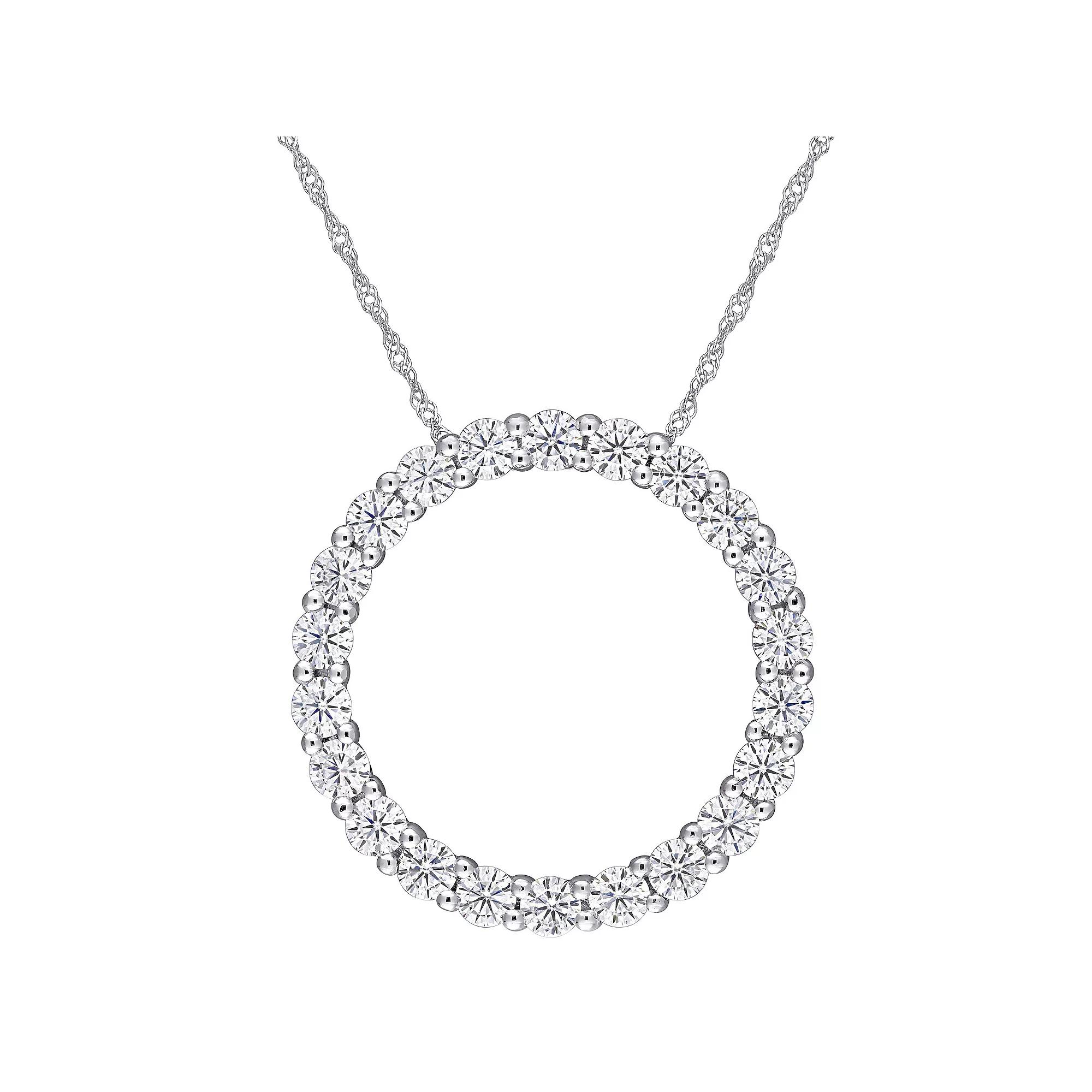 Stella Grace 14k White Gold 2 1/5 Carat T.W. Lab-Created Moissanite Circle Pendant Necklace, Women's, Size: 17" Product Image