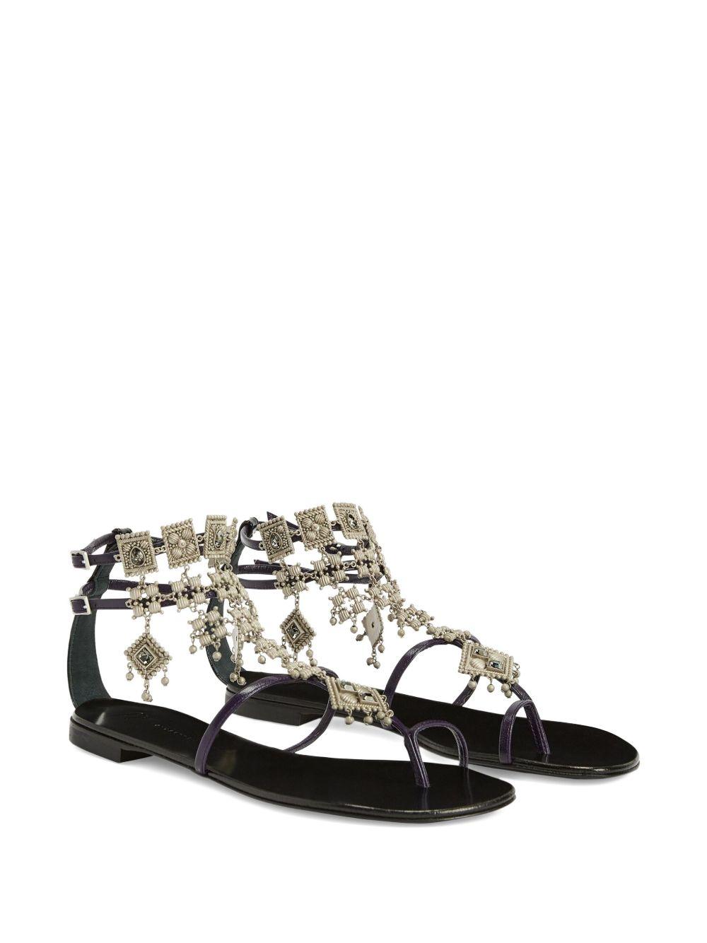 Amira embellished leather flat sandals Product Image