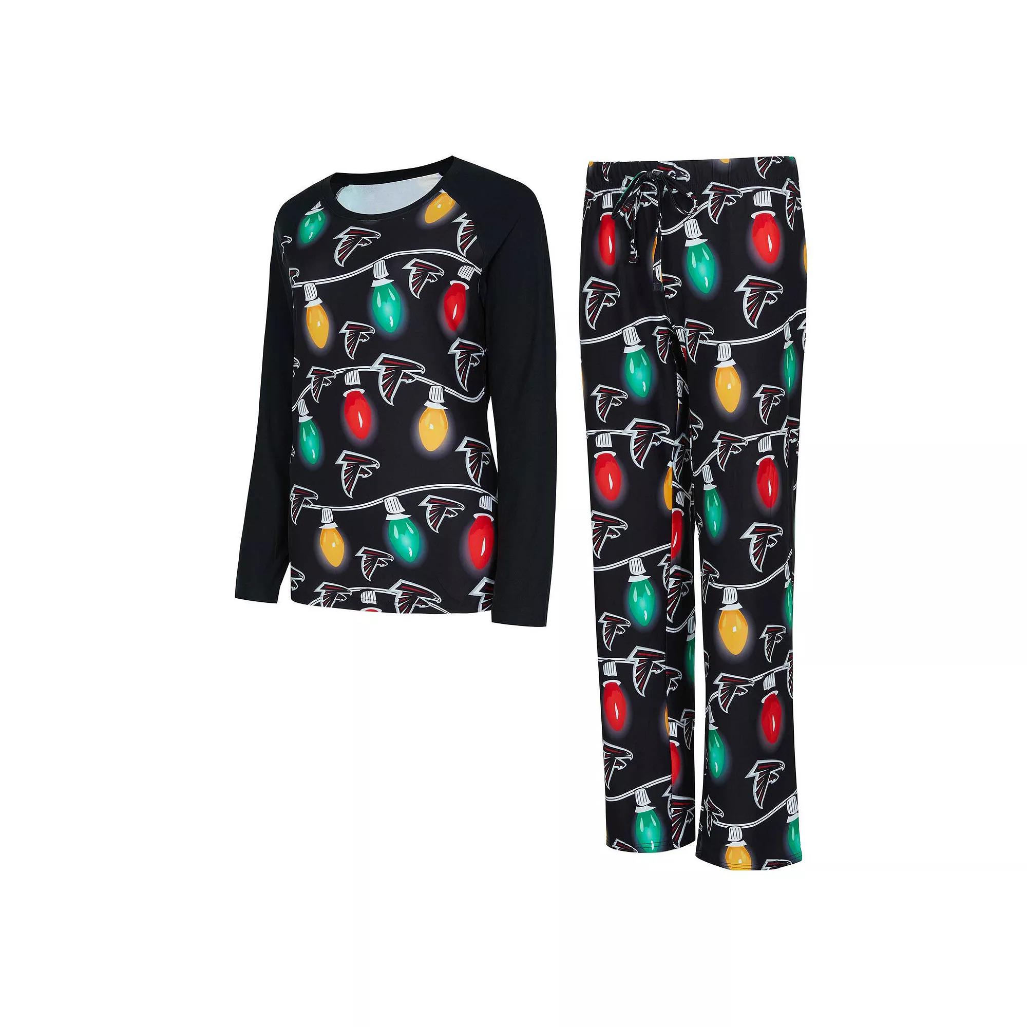 Women's Concepts Sport Black Atlanta Falcons Garland Knit Raglan Long Sleeve T-Shirt & Pants Set,  Product Image