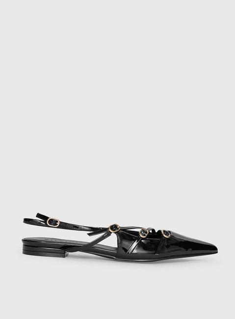 Billini Hettie Pointed Toe Flats Black Patent Product Image