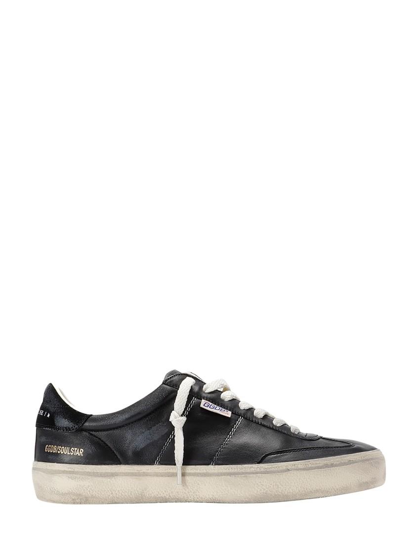 GOLDEN GOOSE Deluxe Brand Vintage-inspired Black Leather Sneakers With Contrasting White Laces Product Image