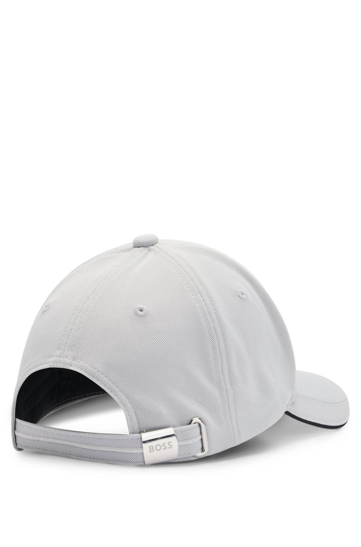 BOSS - Knitted-piqué six-panel cap with embroidered logo - Light Grey Product Image