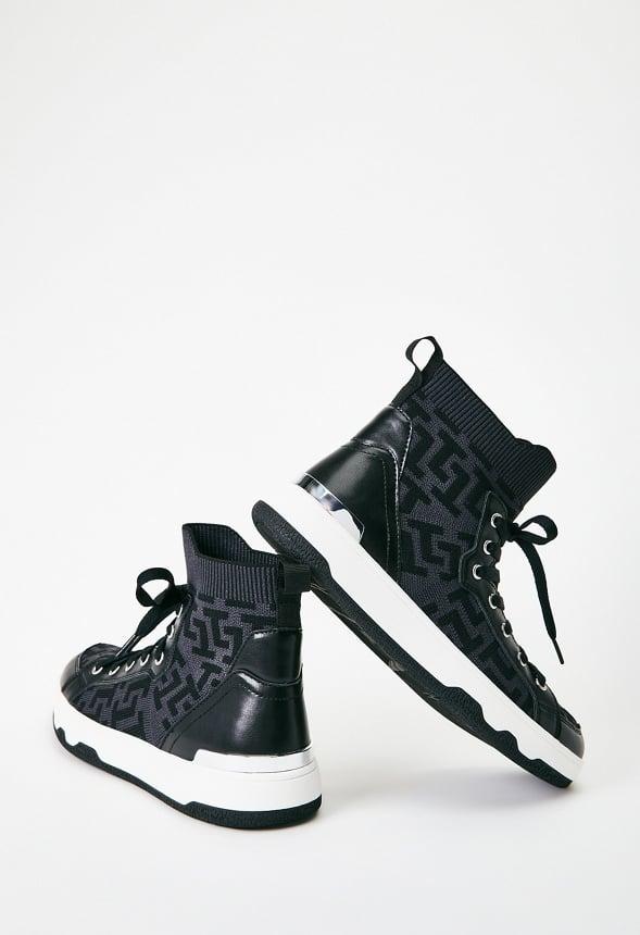 JustFab Margaux Platform Loafer Pump Womens Black/ White Size 8.5 Product Image