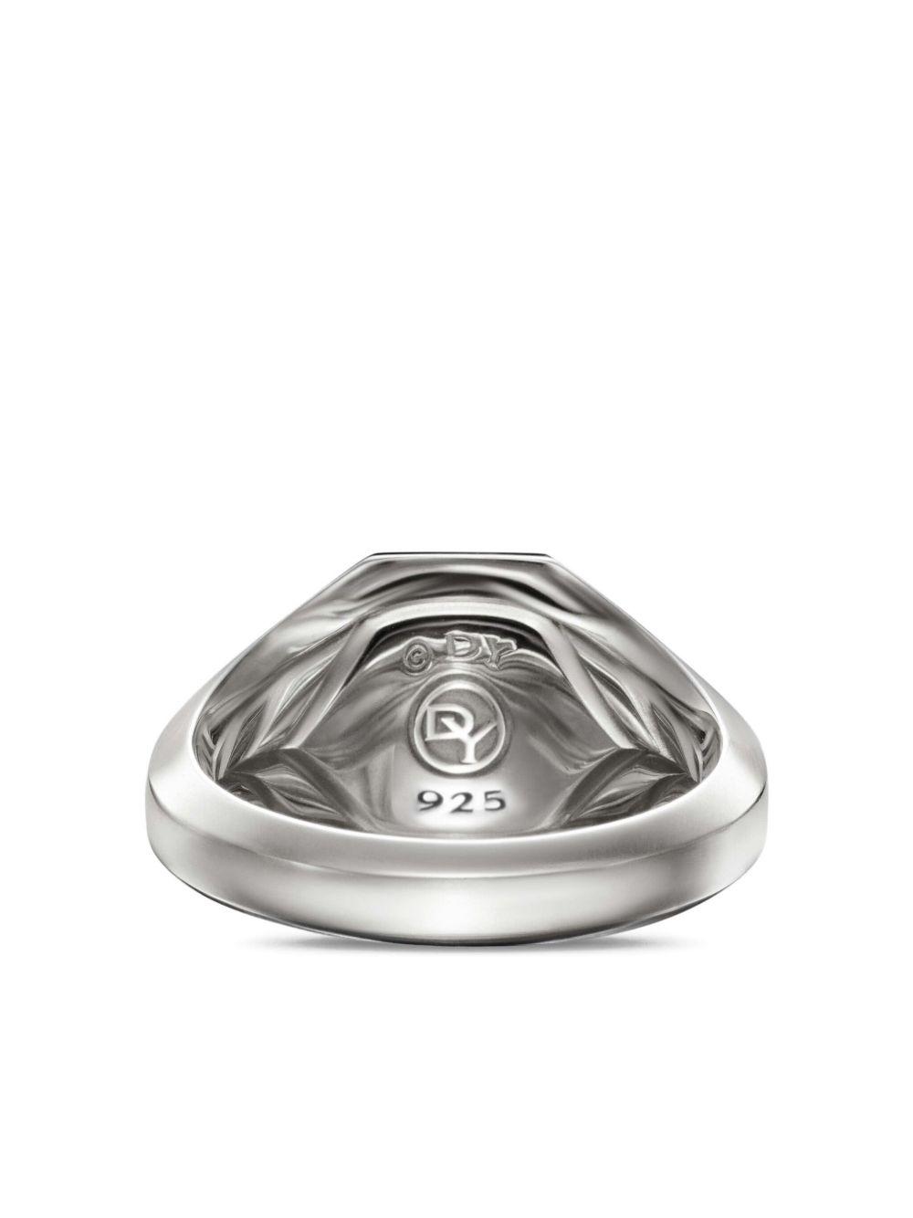 sterling silver Streamline diamond signet ring (14mm) Product Image