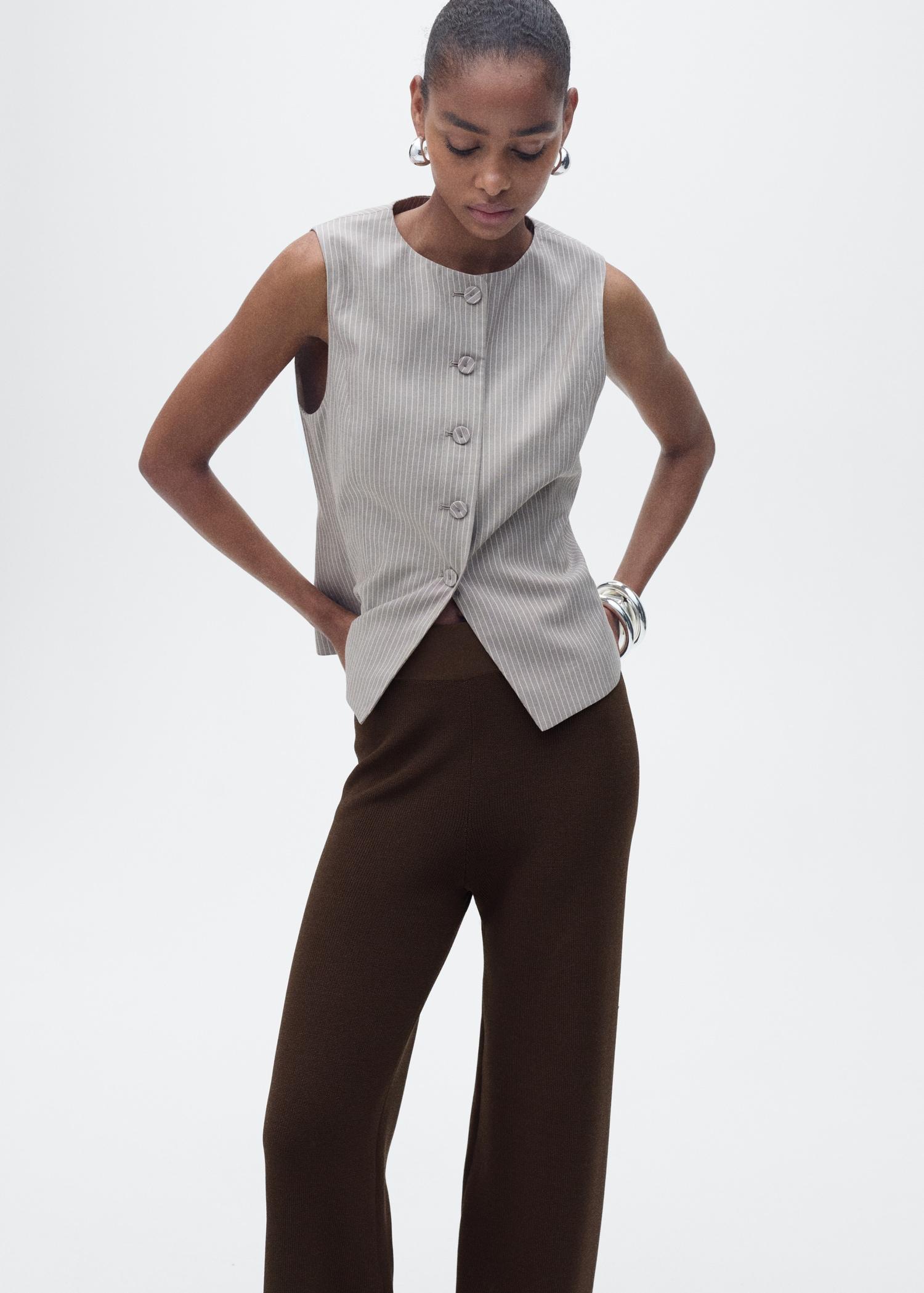 Straight knitted trousers - Women | MANGO USA Product Image