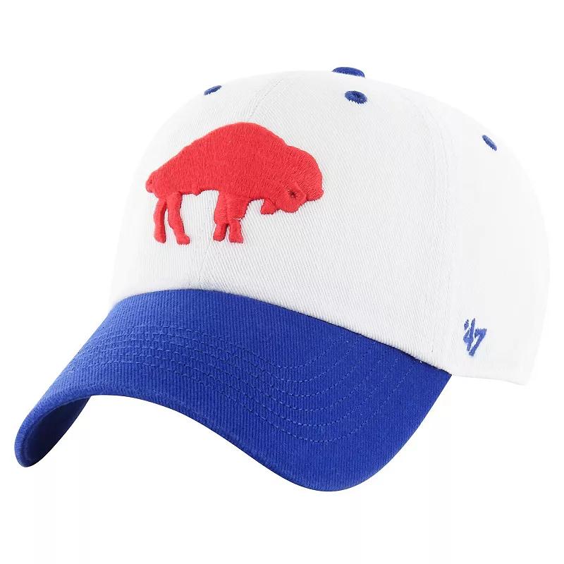 Men's '47 White/Royal Buffalo Bills Double Header Diamond Legacy Clean Up Adjustable Hat Product Image