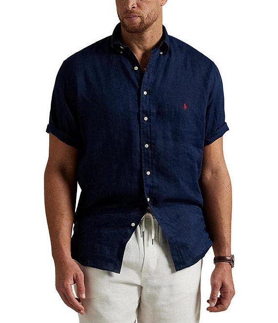 Polo Ralph Lauren Big & Tall Solid Linen Short Sleeve Woven Shirt Product Image