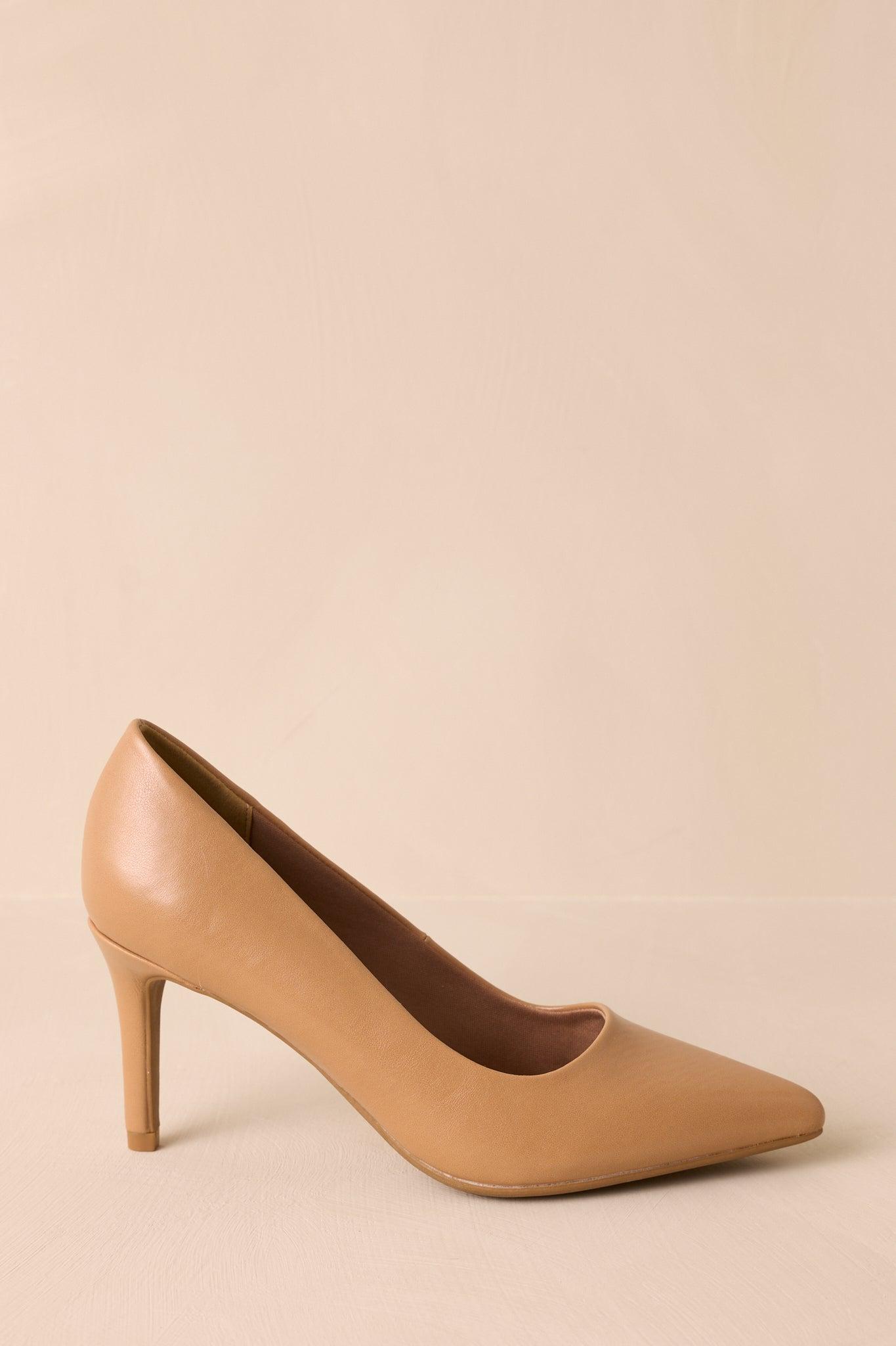 Bold Balance Camel Pointed Toe Pump Heels Product Image