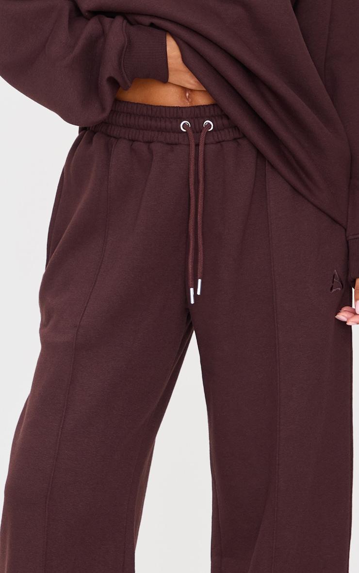 Dark Chocolate Embroidered Straight Leg Sweatpants Product Image