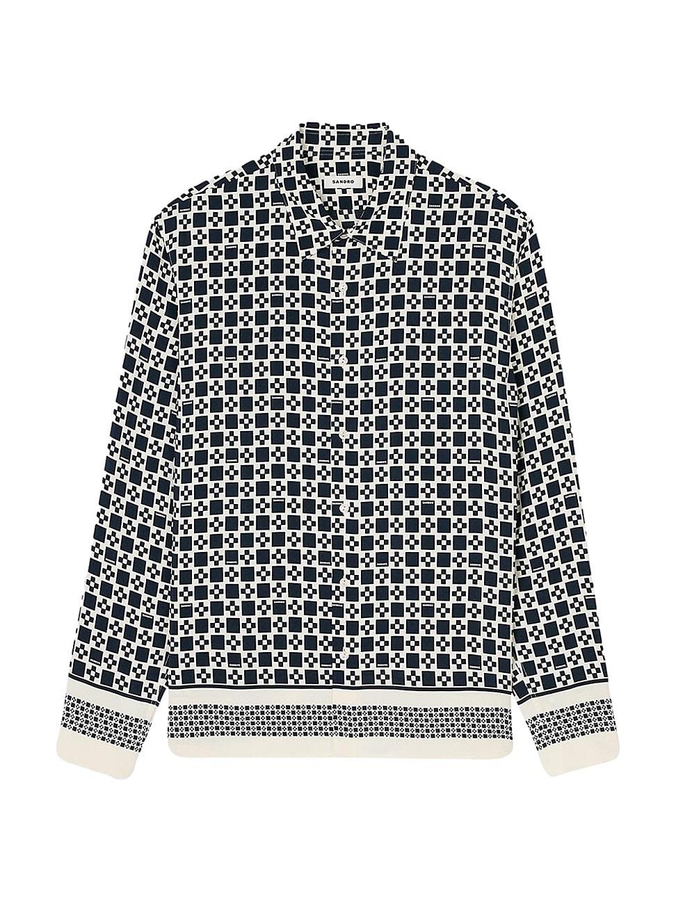 Mens Square Cross Motif Flowing Shirt Product Image