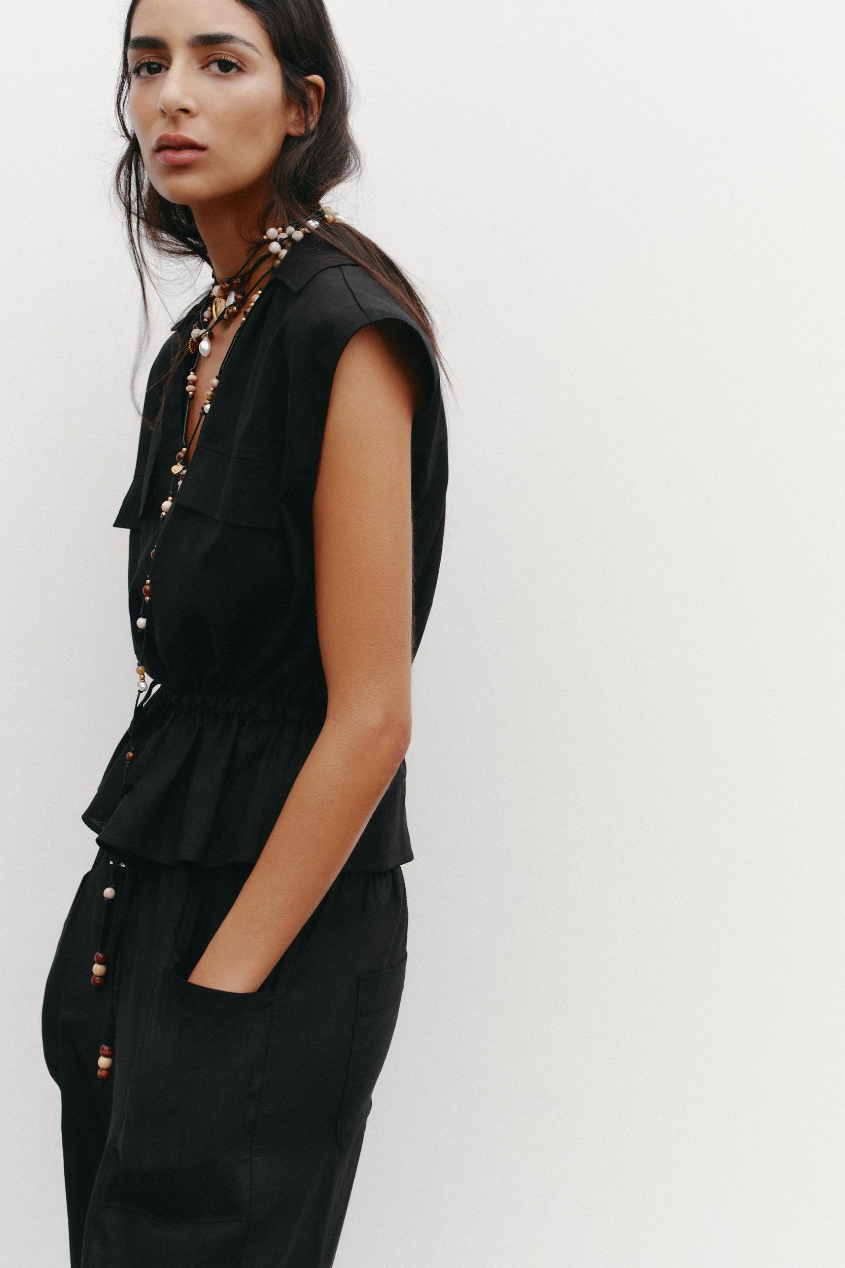 LINEN SAFARI BELTED TOP Product Image