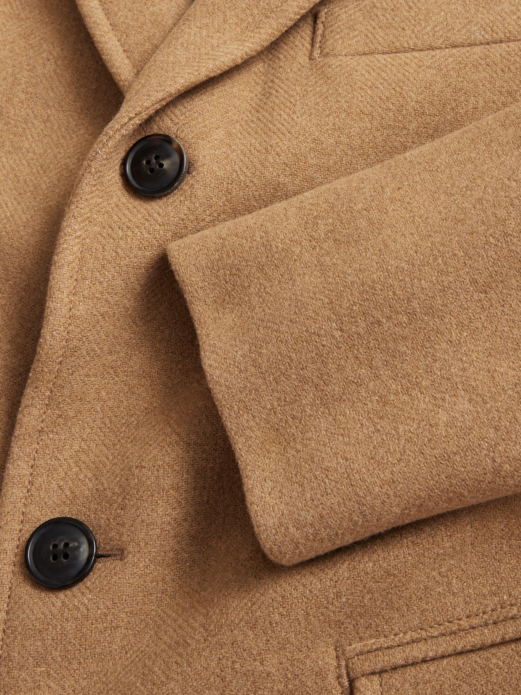 Camel Herringbone Italian Double-Faced Wool Town Coat Product Image